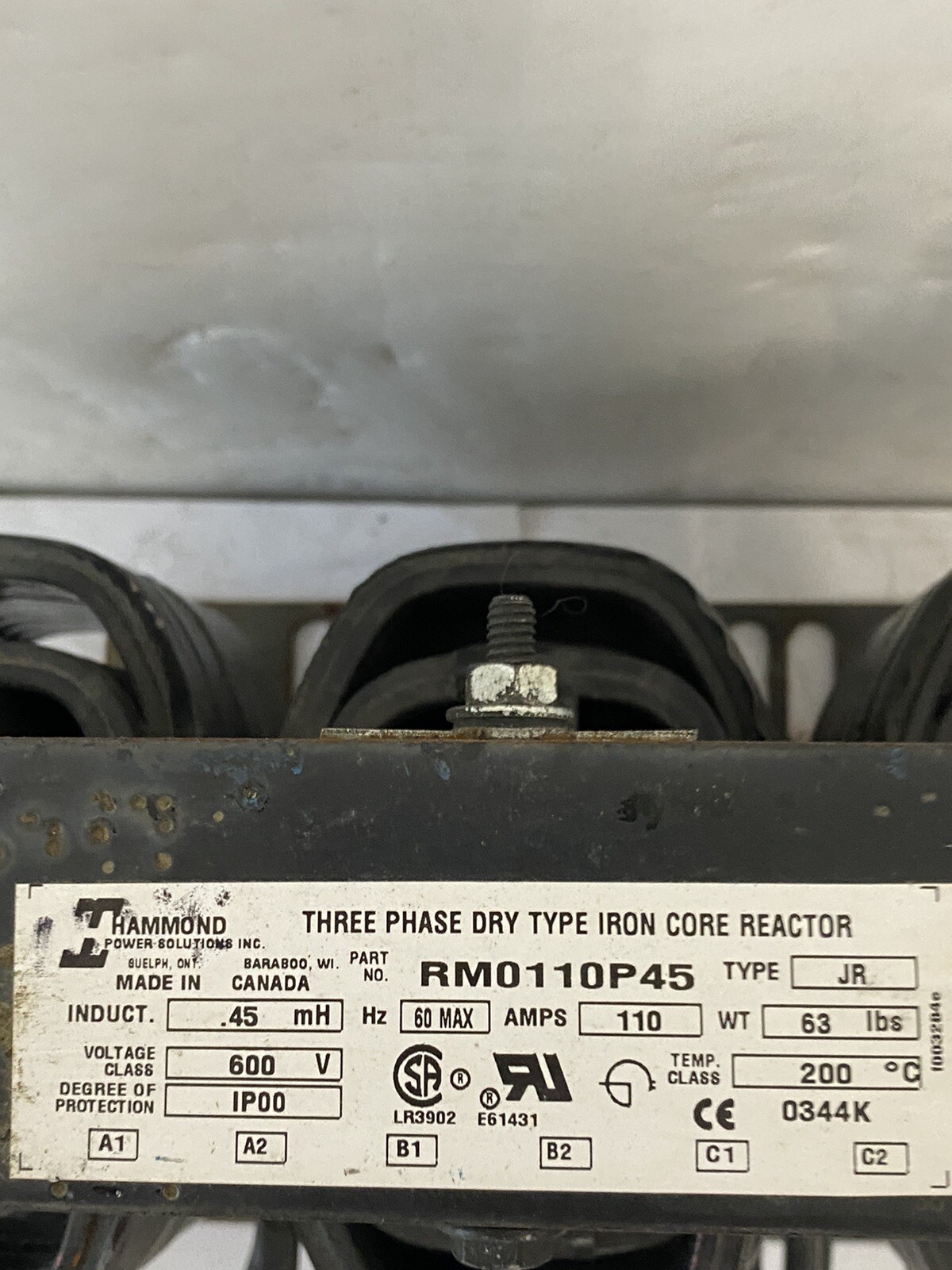 HAMMOND POWER SOLUTIONS RM0110P45 600v Type Jr 110A 3ph Dry Type Core Reactor