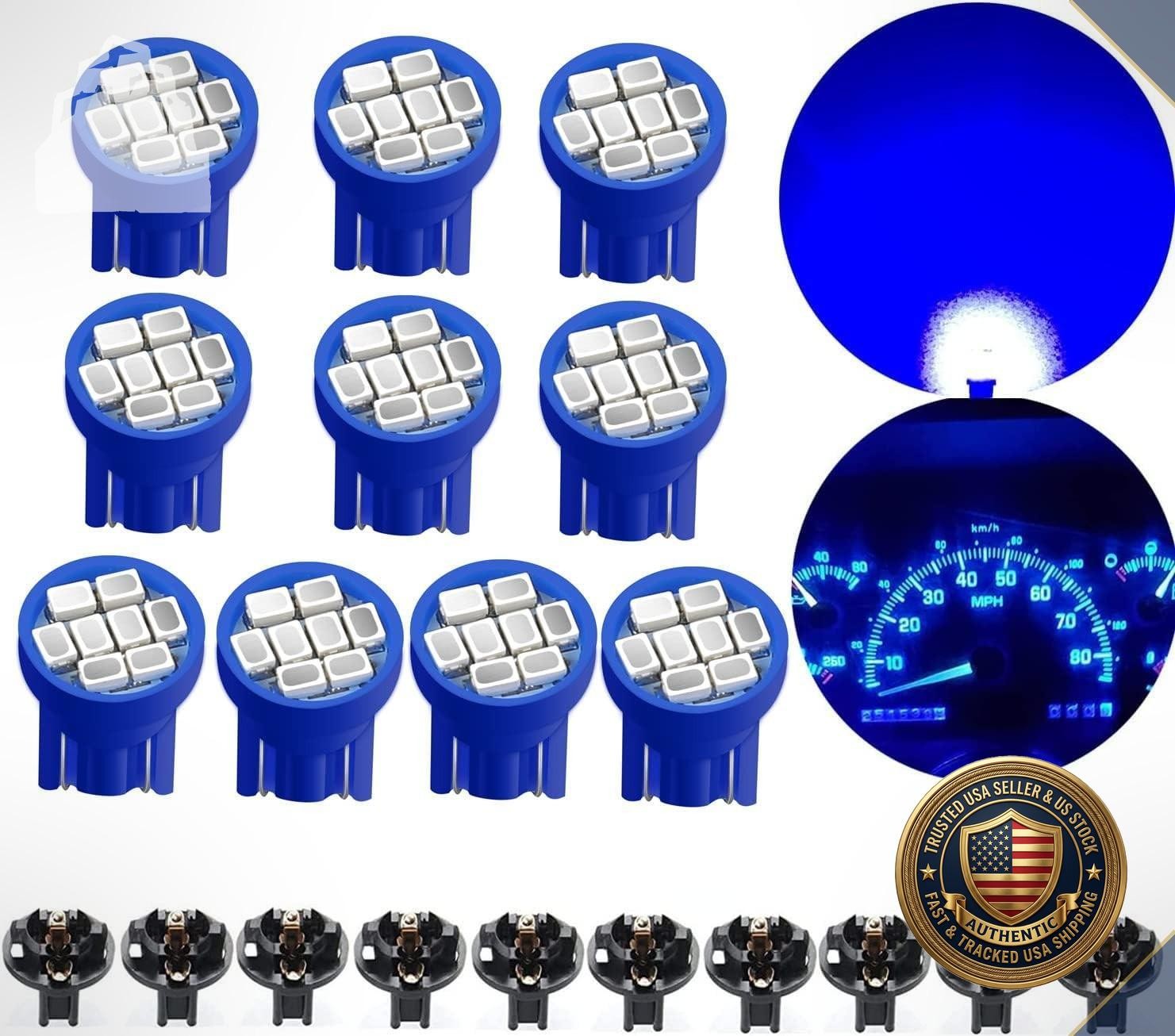 T10 194 168 LED Instrument Gauge Cluster Dashboard Bulbs 10-Pack Blue