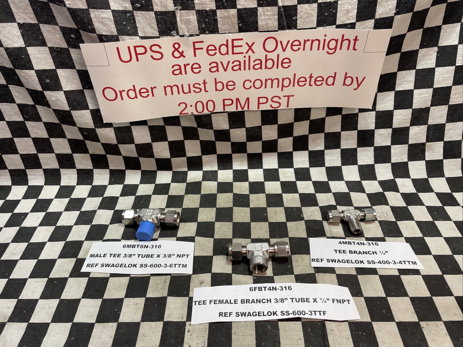 PARKER 4MBT4N-316 6FBT4N-316 6MBT6N-316, TEE BRANCH LOT OF 3 SHIPSAMEDAY#1637F33