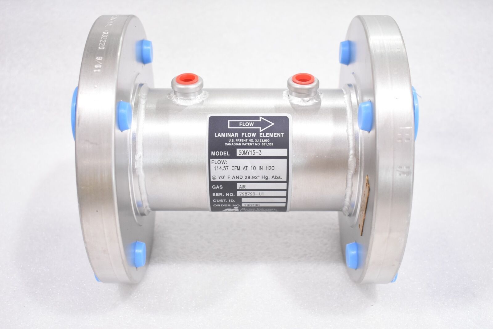 MERIAM 50MY15-3 LAMINAR FLOW ELEMENT, 50MY15 SERIES, 3″ PIPE SIZES, 1/4″ NPT
