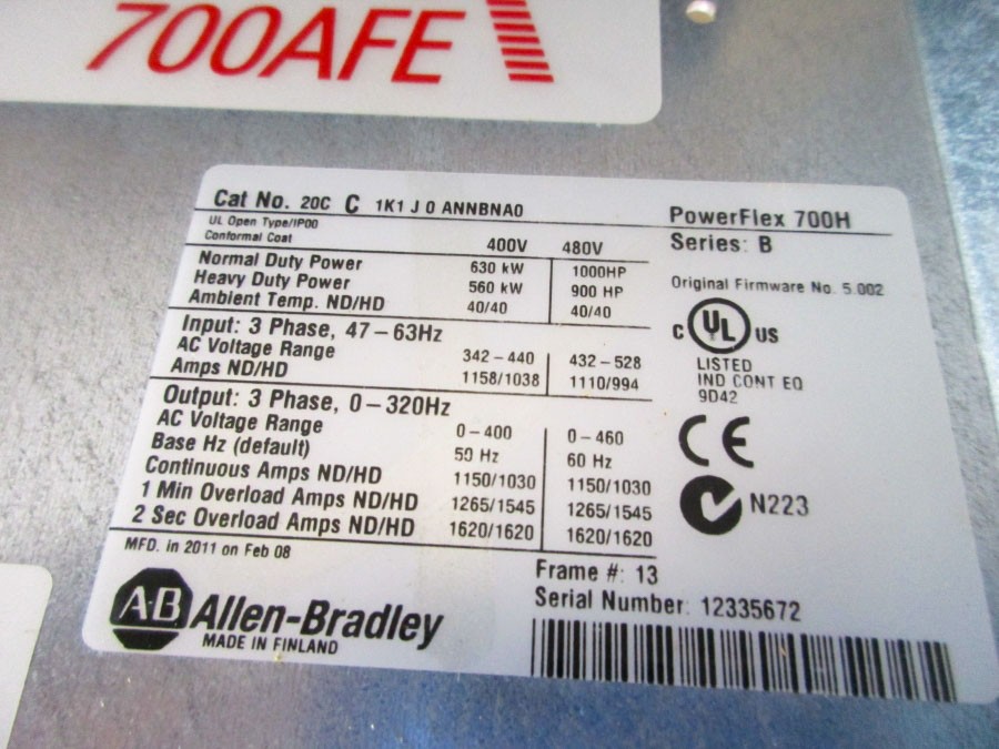 INDUSTRIAL SPARE PART 20YD460N0ANNANA0 W/ 20CC1K1J0ANNBNA0 SER. B 342-440VAC