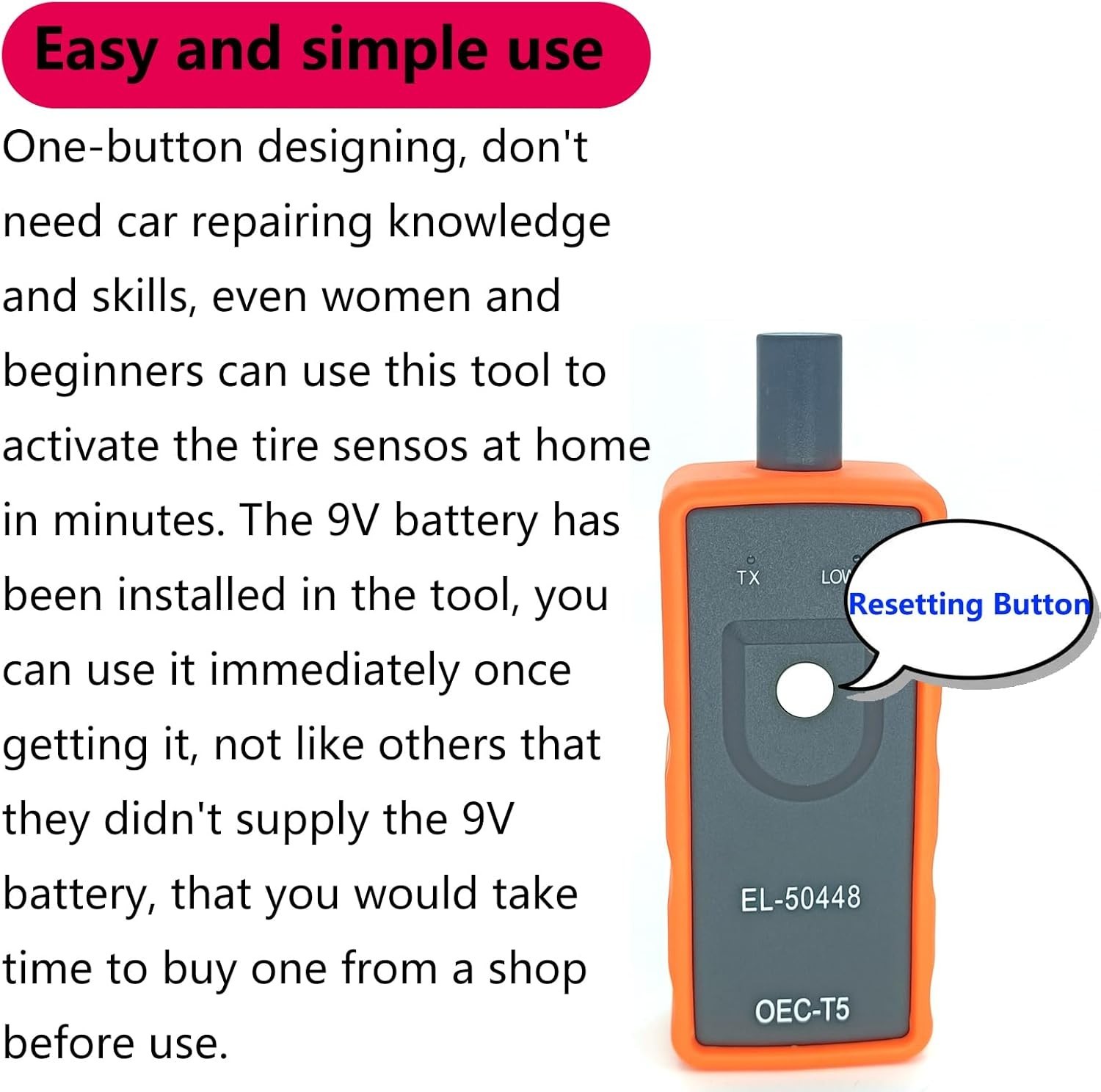 TPMS Relearn & Reset Tool for Chevy GM – Battery Included