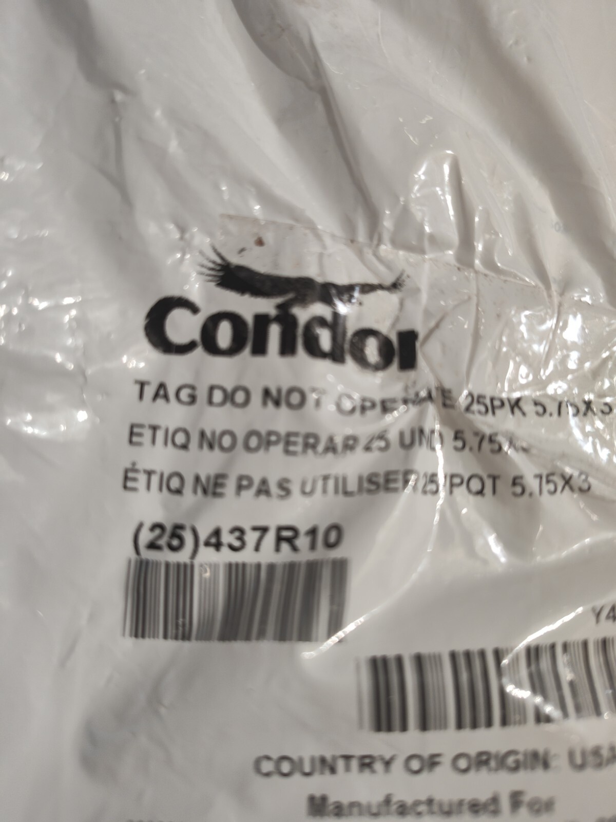 Condor Cndr-51511-7 Lockout Tag,Rectangle,5-3/4″ H,3″ W,Pk25