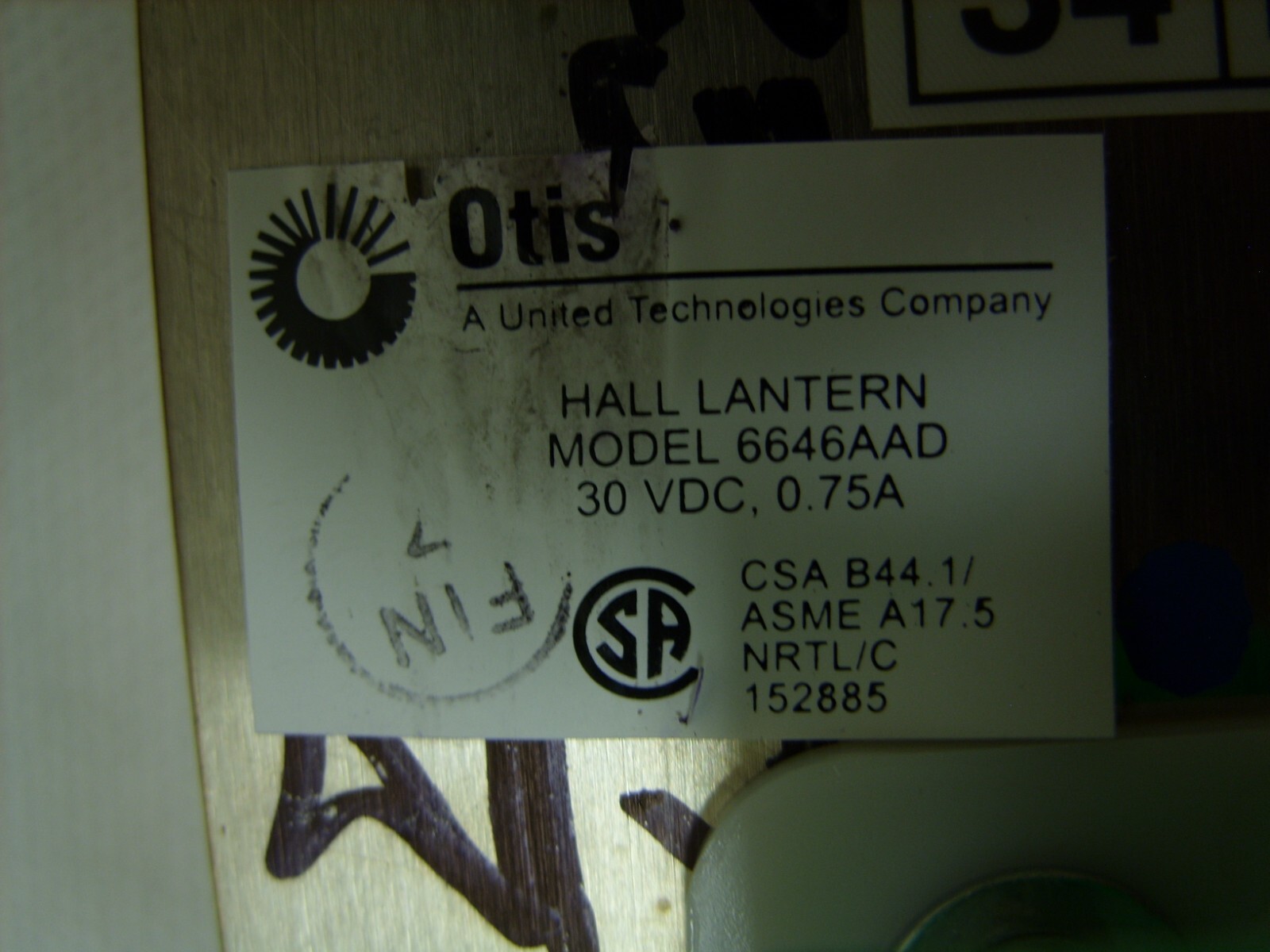 Otis Elevator – OEM Hall Lantern Light 6646AAD / ABA6646AAD1 – 30 VDC / 0.75A