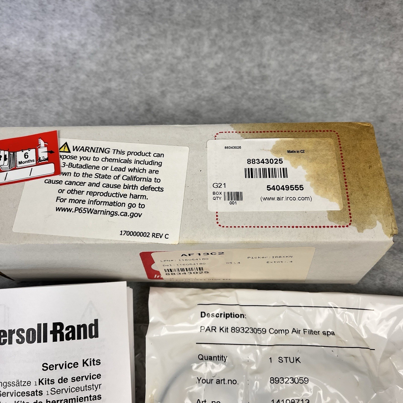 OEM Ingersoll Rand #88343025 Replacement Filter Czech Republic New Old Stock