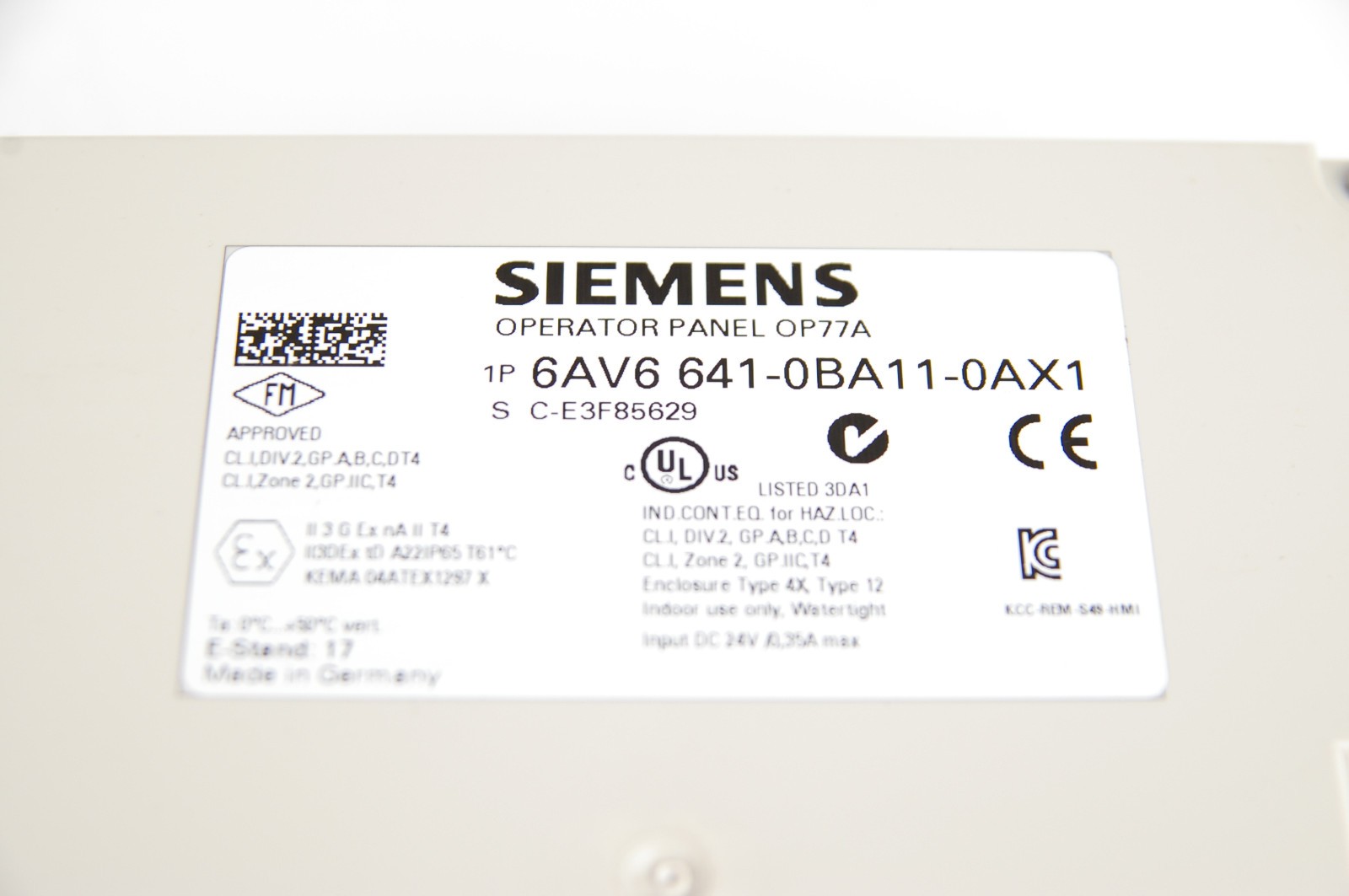Siemens 6AV6641-0BA11-0AX1 6AV6 641-0BA11-0AX1 Operator Panel OP 77A