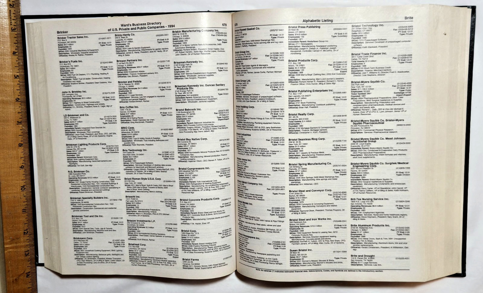 Ward’s Business Directory~ U.S. Private & Public Companies 1994 Vol. I Alpha A-F