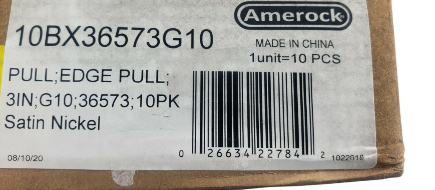 Amerock Edge Pull Collection 3″ (76mm) Satin Nickel Drawer Pull 10 Pack