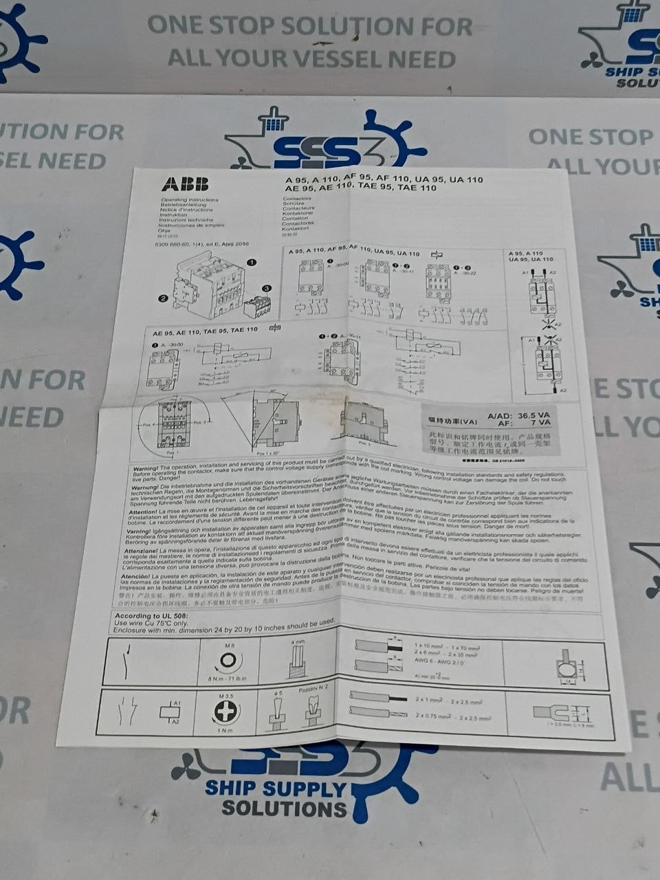 ABB A95-30-11 Contactor 1SFL431001R8411 Voltage 110V 50Hz 110-120V 60Hz
