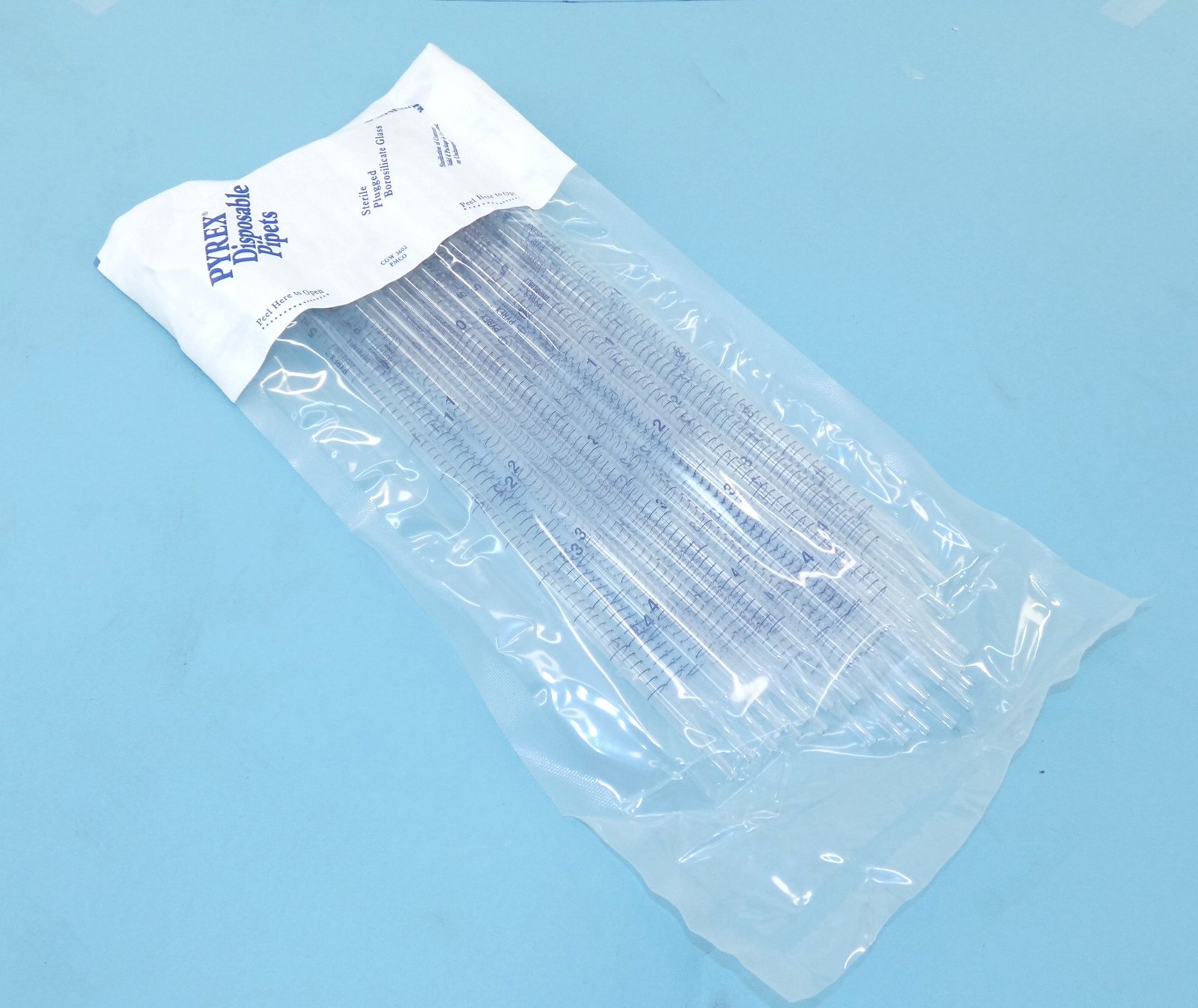 *Lot of 25* Corning Pyrex Glass Plugged Disposable Serological Pipets 5mL in …