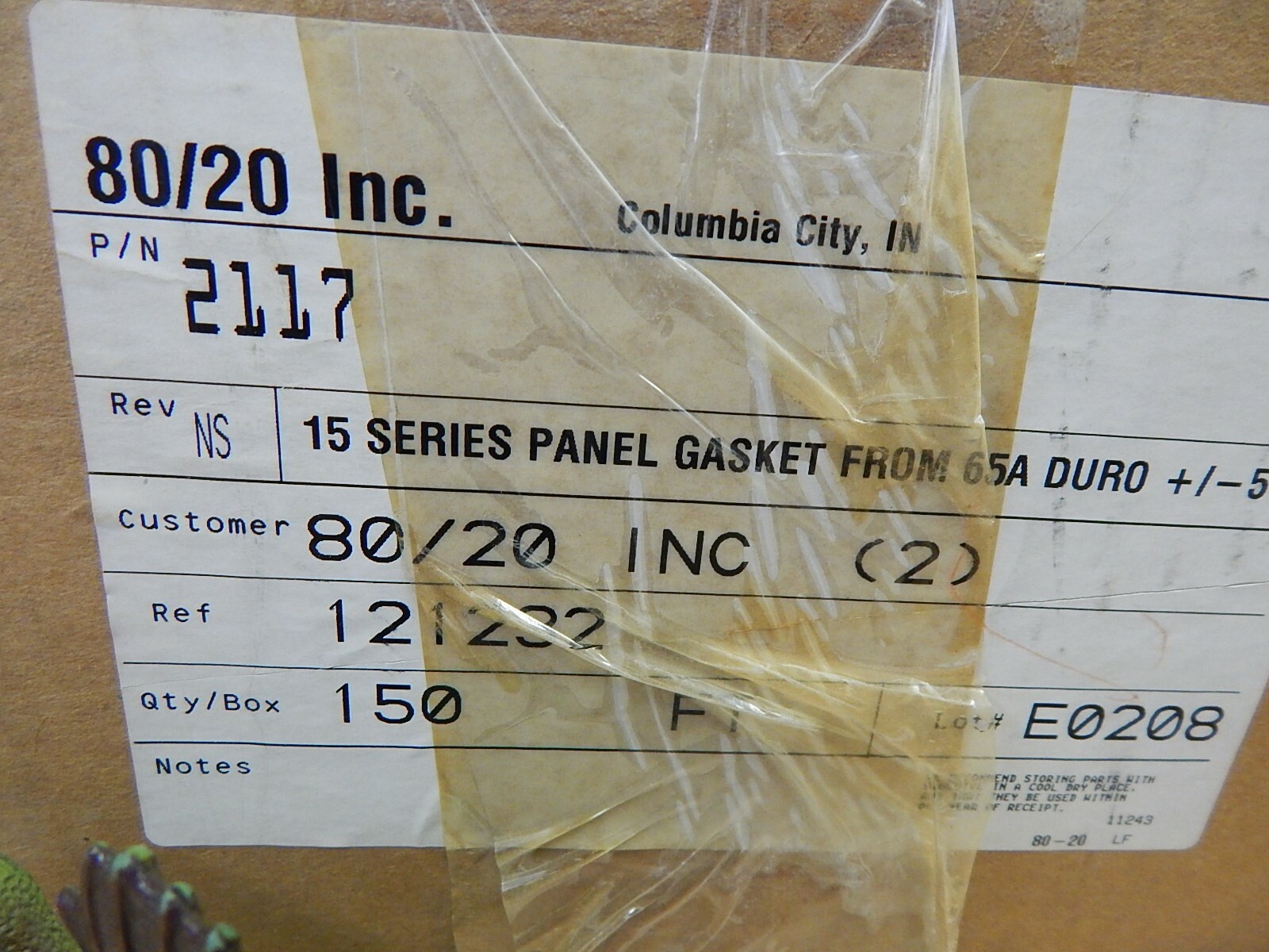 NEW 80/20 Inc. 2117 15 Series Panel Gasket 65A Duro 121 232 150′ *FREE SHIPPING*