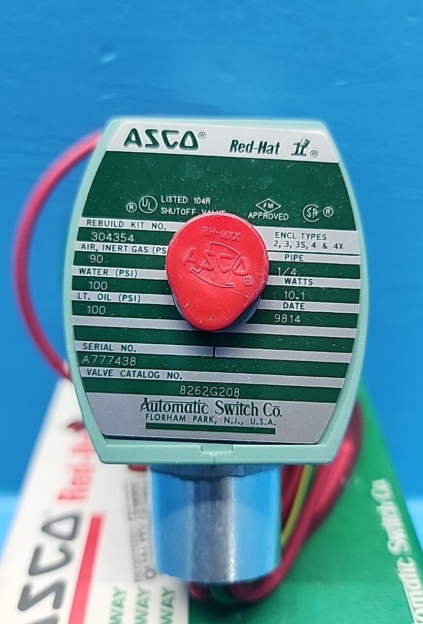 ASCO 8262G208 1/4”Pipe 90-100PSI 10.1WATTS Red Hat II Shut Off Valve