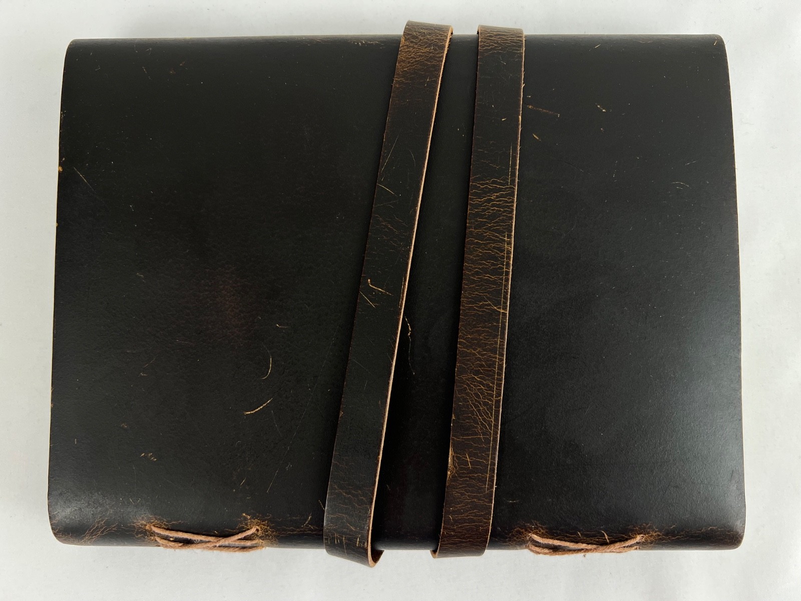 Leather Bound Journal w/Flap & Strap Closure 100 Antique Paper Tied Sheets