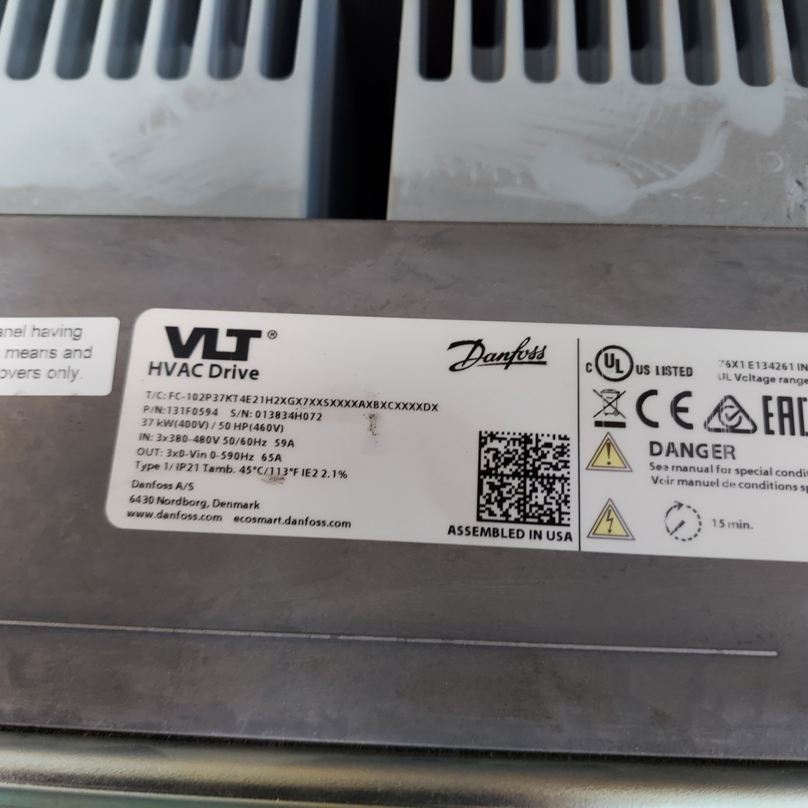 DANFOSS VLT 37KW 50 HP 50HP HVAC DRIVE 131F0594 13835H072