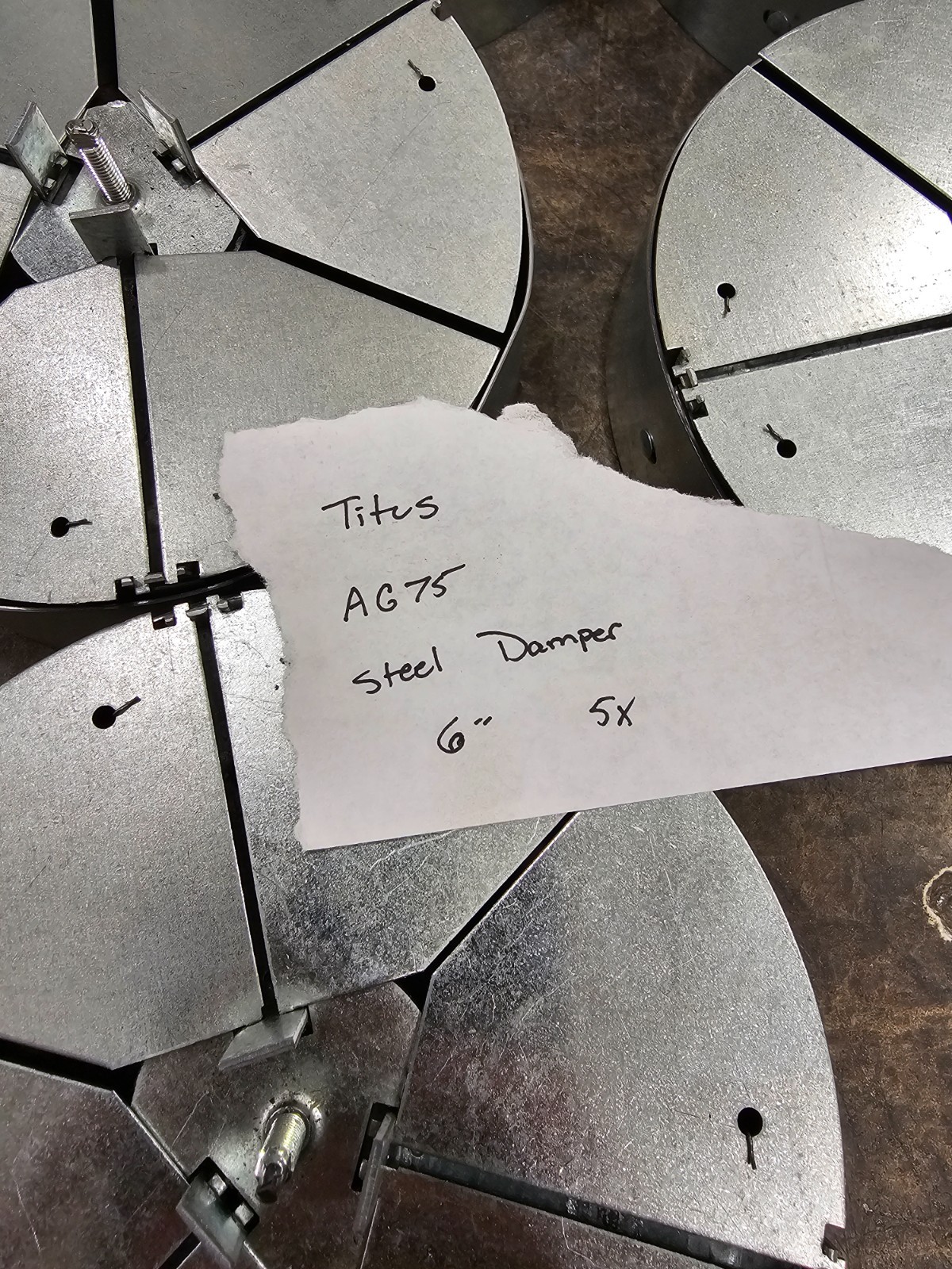 (LOT OF 5) Titus AG75 Steel Opposed Blade Damper 6″ Diameter Round