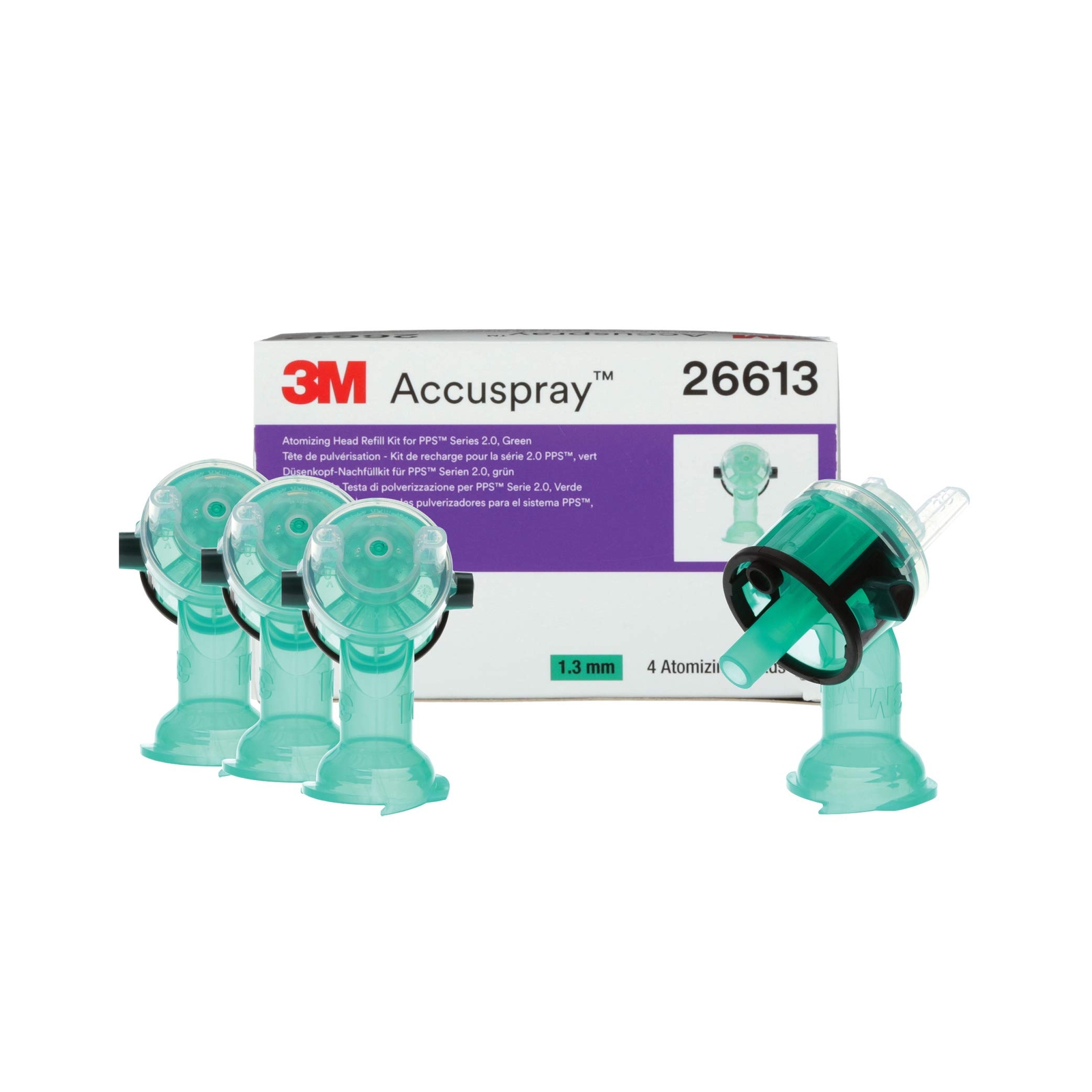 3M Accuspray Paint Spray Gun Nozzle Refills for PPS 2.0 26613 1.3 mm Green Use