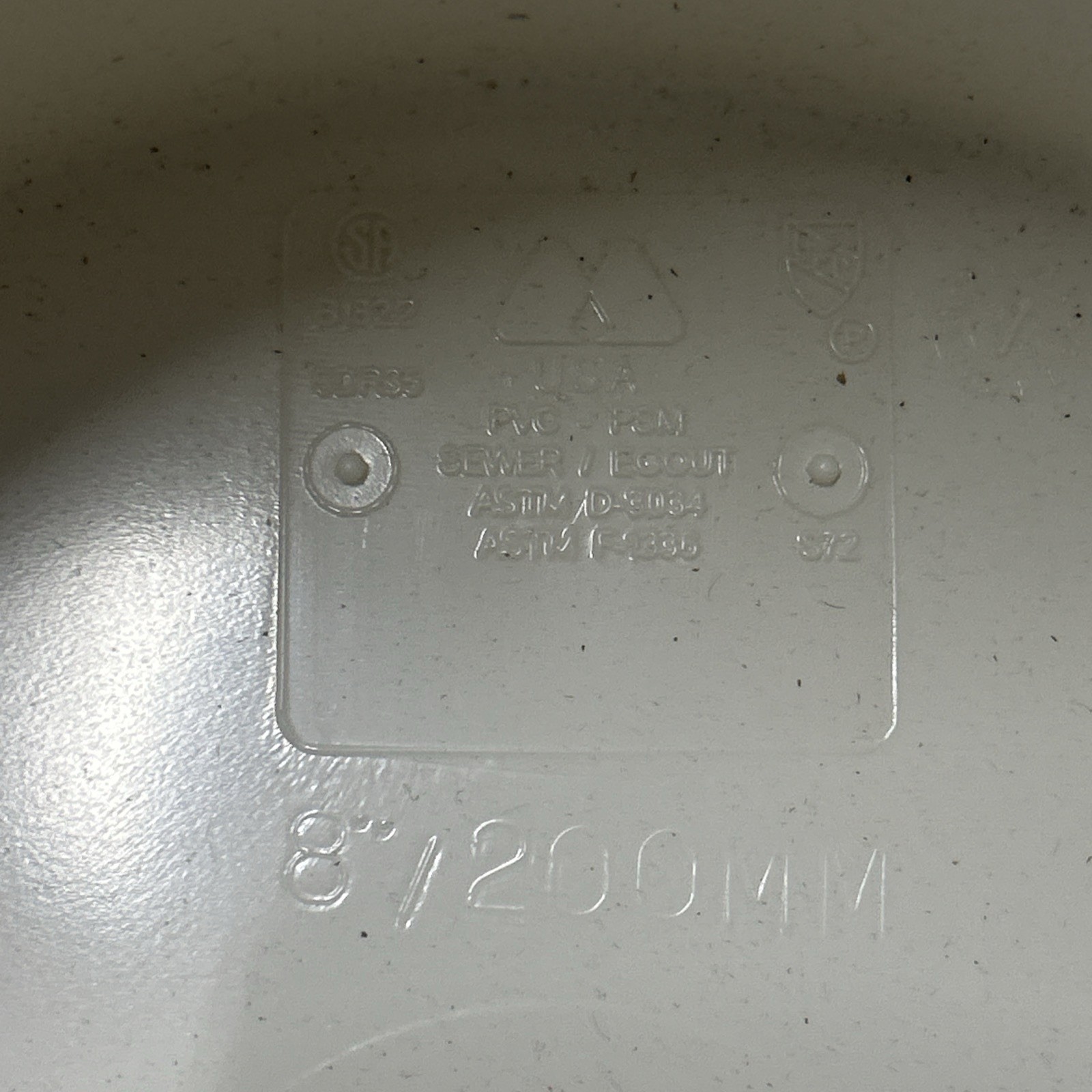 8-Inch End Cap for A DR35 PVC PSM SWR Sewer Pipe Solvent Weld USA Made