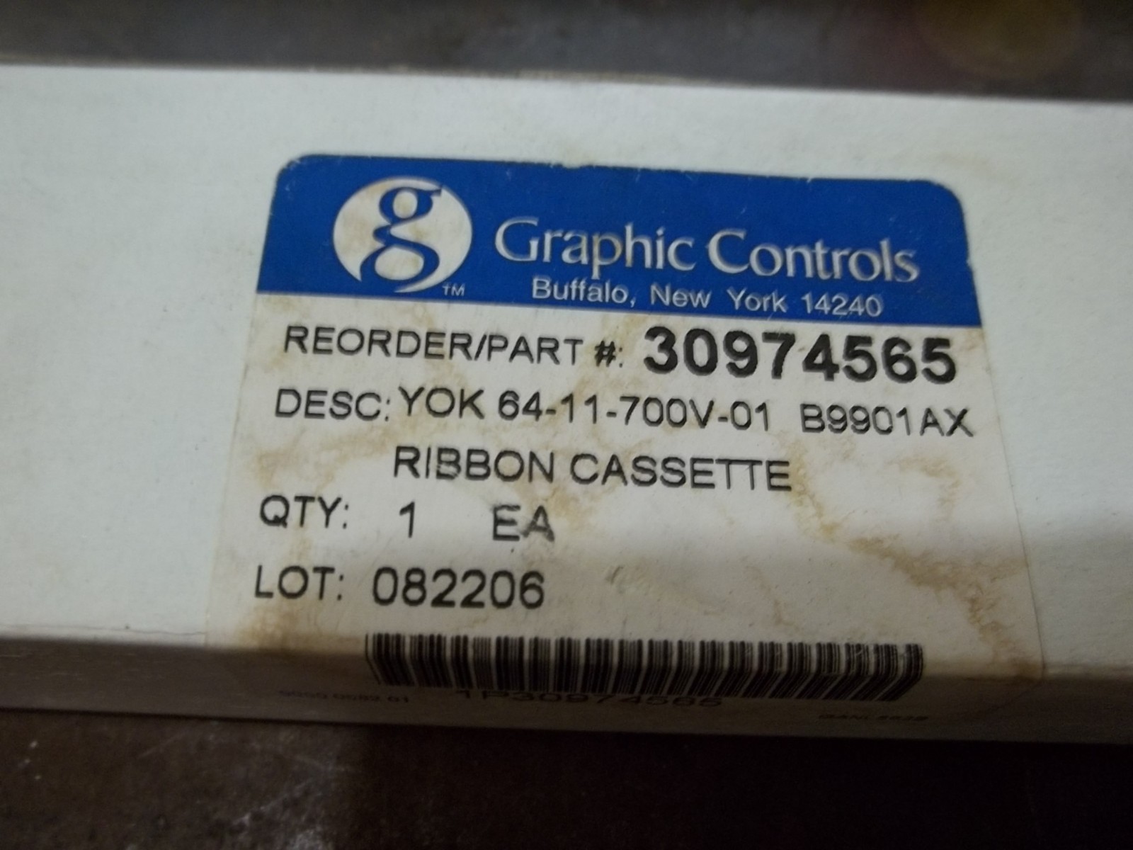 NIB GRAPHIC CONTROLS 30974565 B9901AX RIBBON CASSETTE (403-3)