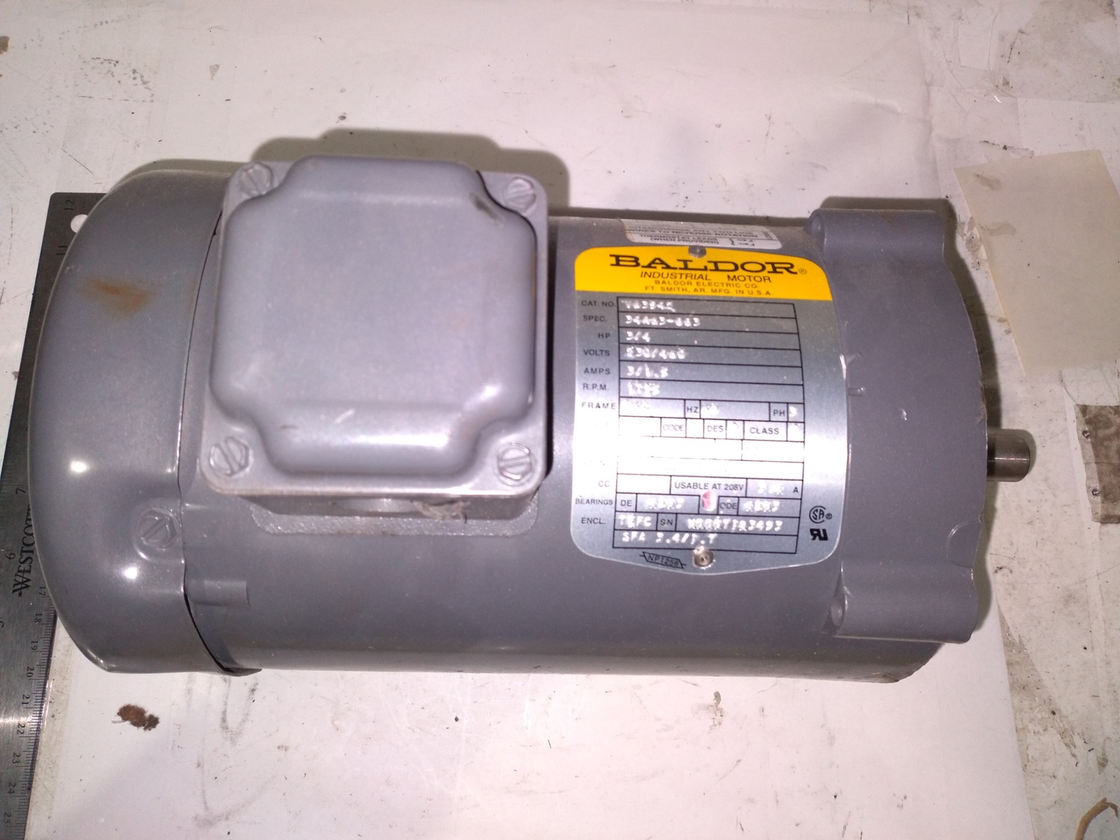 BALDOR VA3542 3/4HP 230/460V 3/1.5AMPS 60HZ 3PH 1725RPM 34A63-883