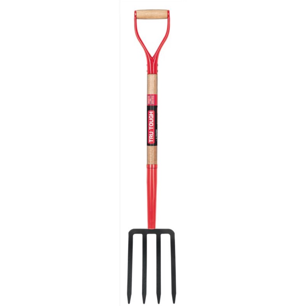 Truper BJ-4E Tru Tough Forged 4-Tine Spading Fork 9 in. with 30 in. Wood Handle