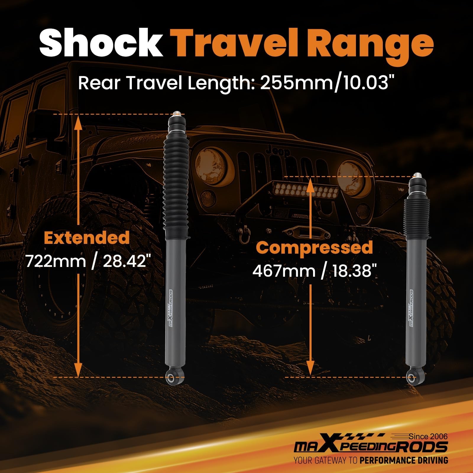maXpeedingrods 0-4″ Rear Shock Absorbers for Ram 2500 2014-2023 2WD 4WD, G1 V…