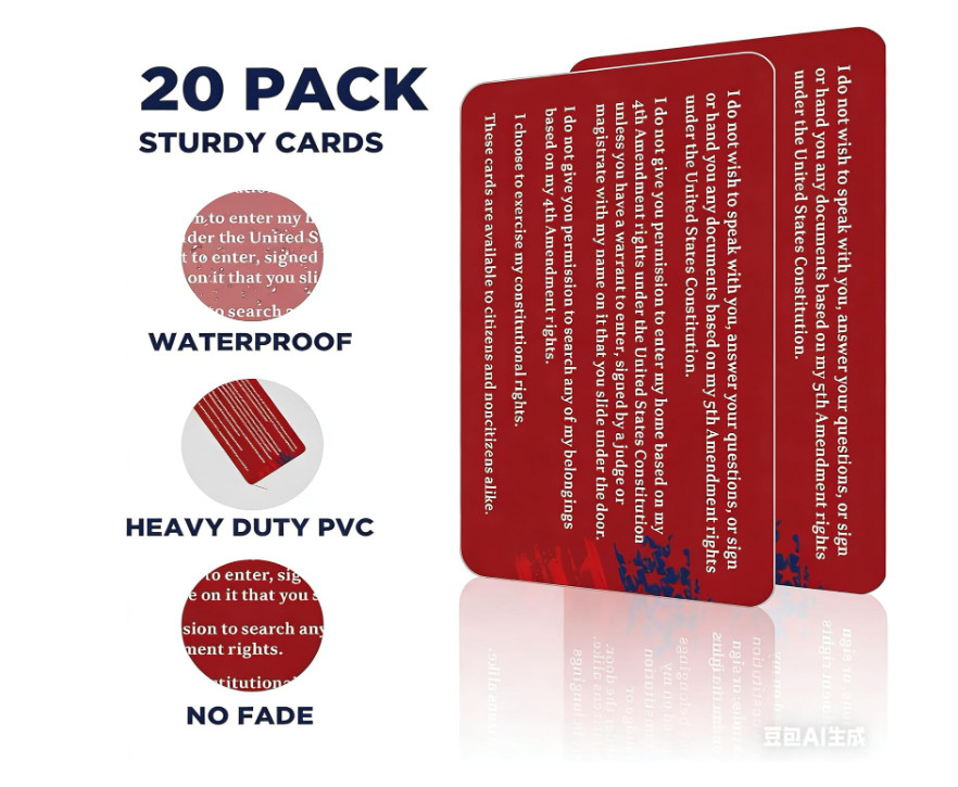 20-Pack Immigration Rights Red Cards – Bilingual Legal Reminder Cards