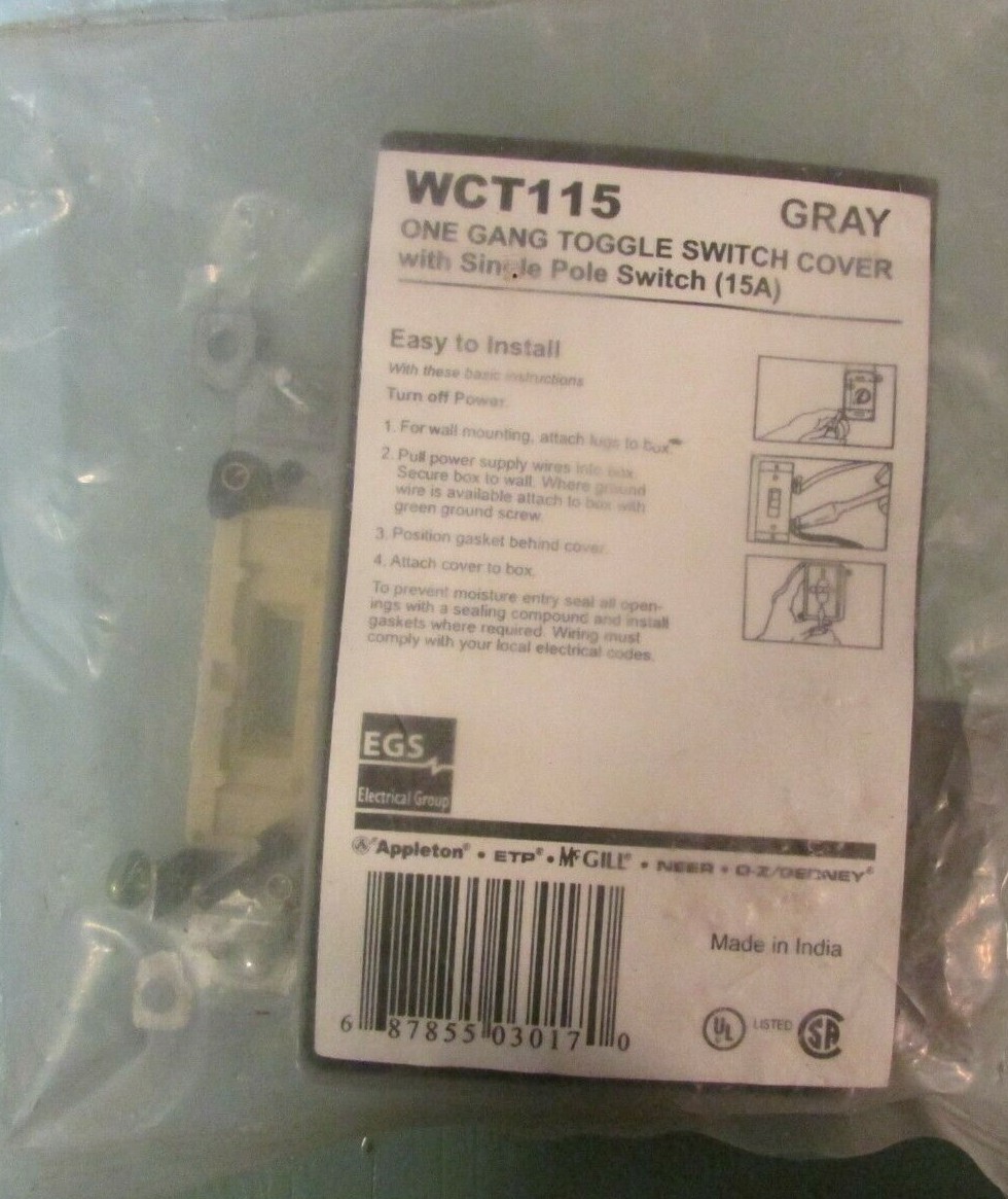 EGS WCT115 One Gang Toggle Switch Cover Single Pole, 15A