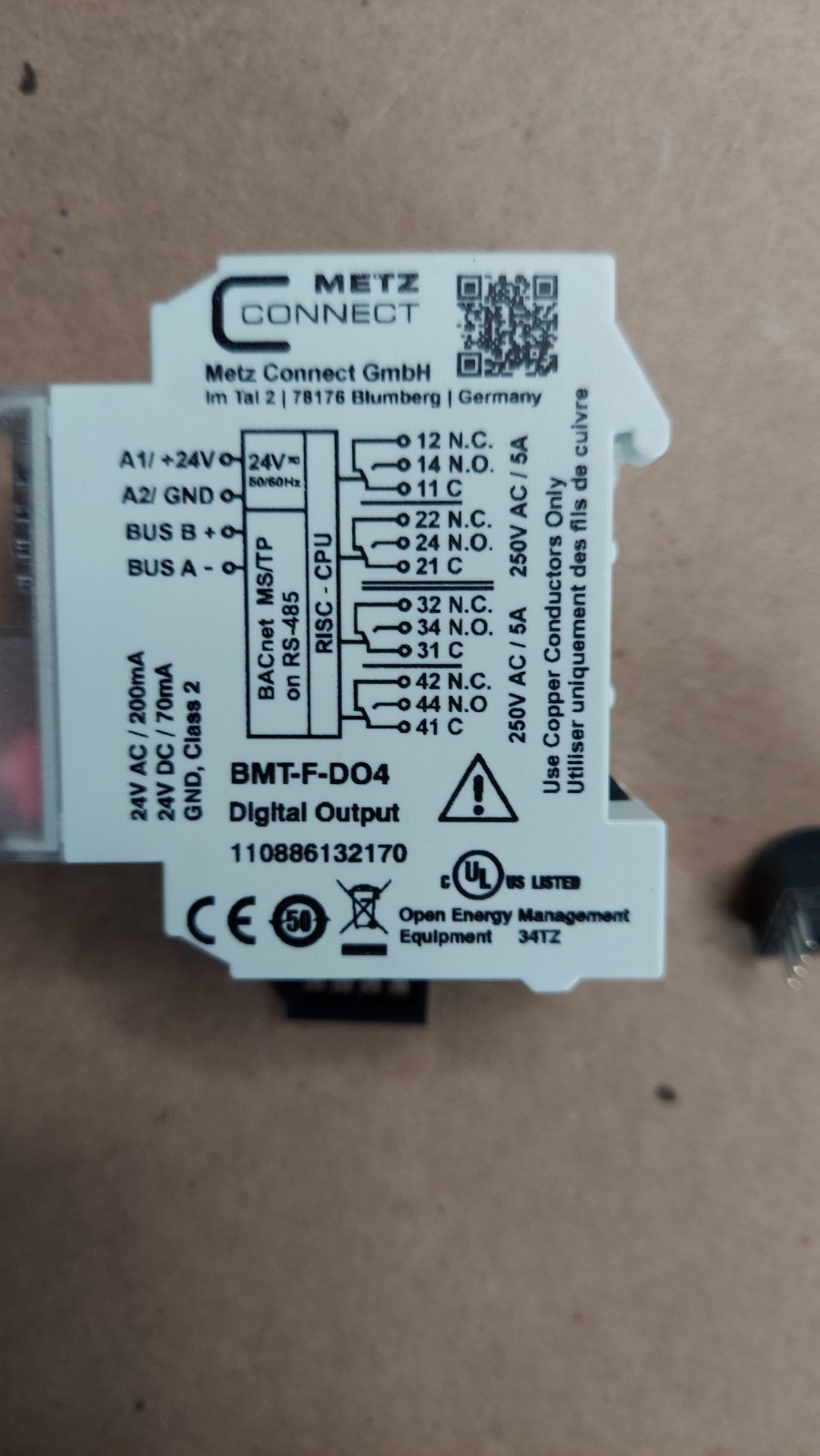 New Metz BMT-F-DO4 110-886-1321-70 BACnet MS/TP I/O Module Expander