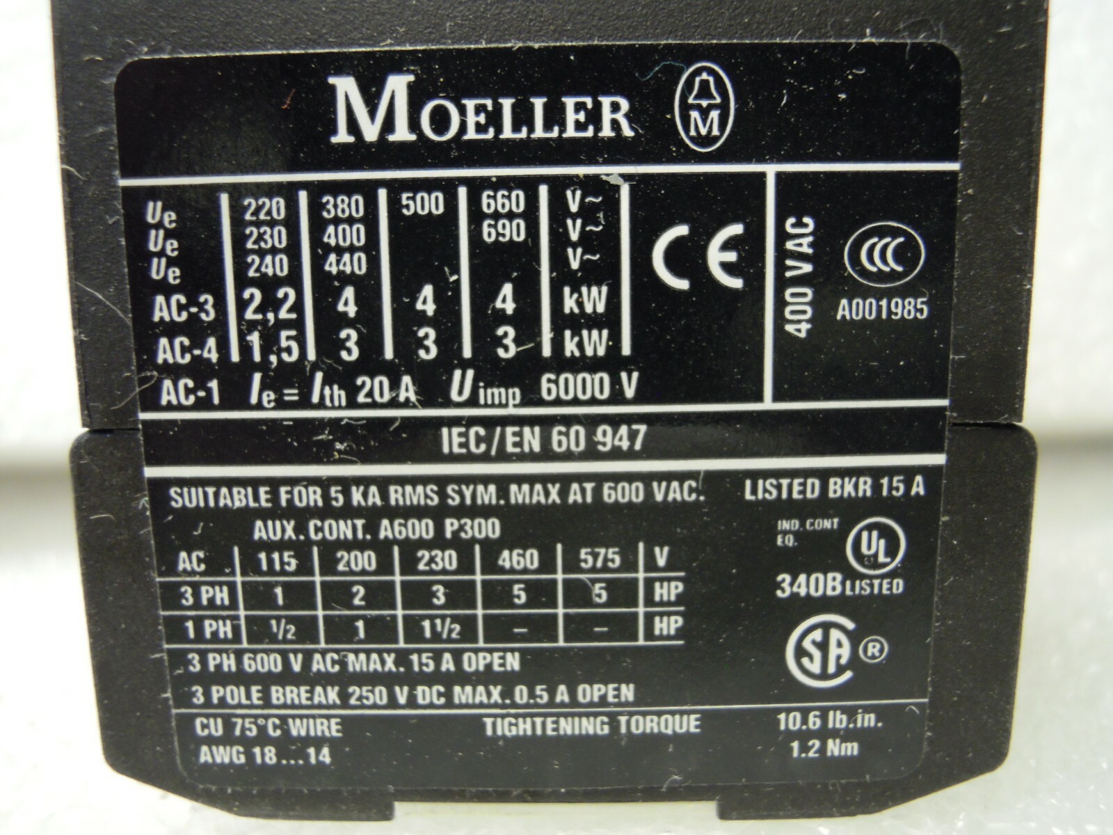 EATON KLOCKNER MOELLER DILEM-01-G 24VDC CONTACTOR *** NEW