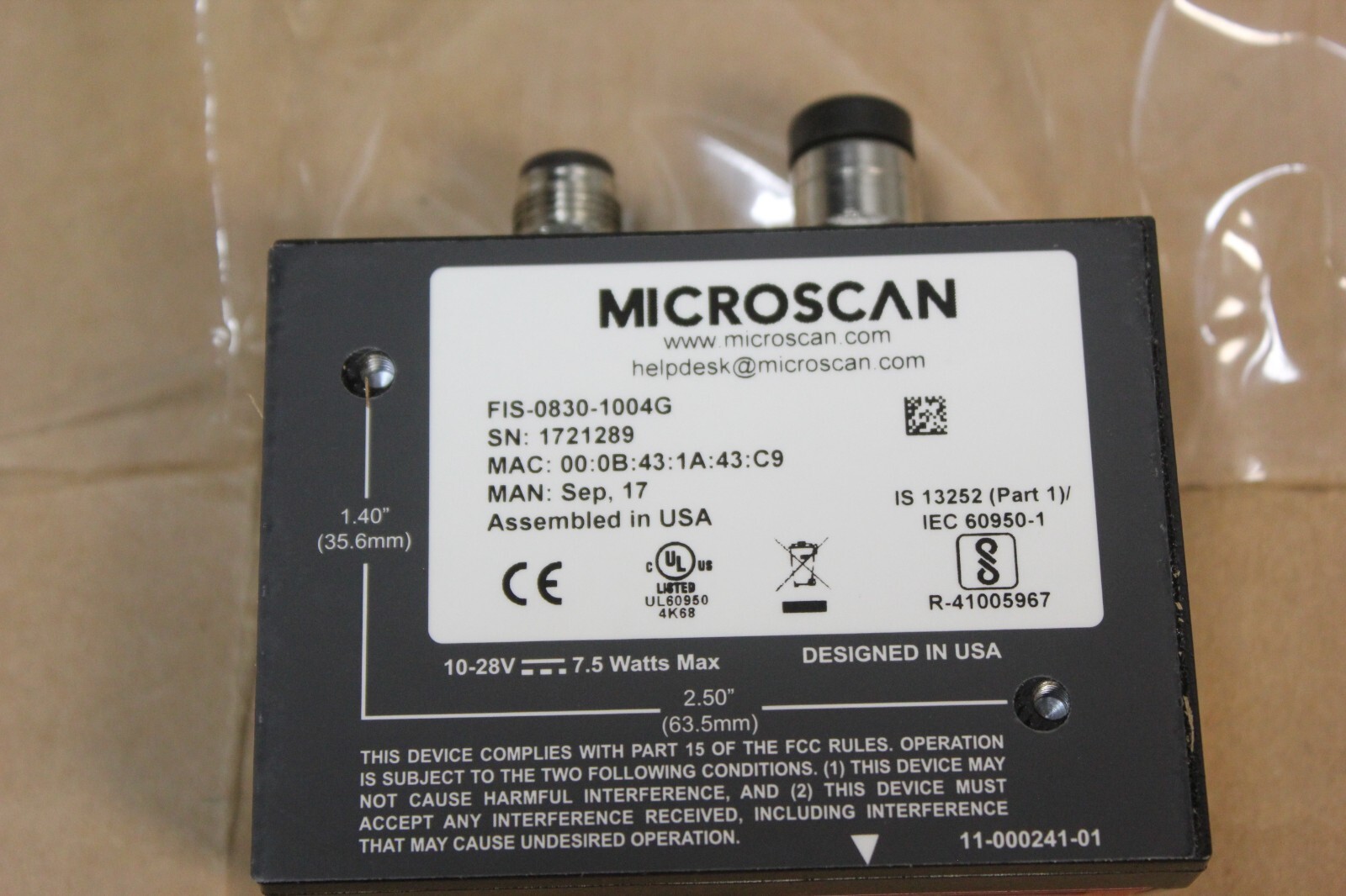 NEW MICROSCAN LASER BARCODE SCANNER QX-830 & FIS-0830-1004G