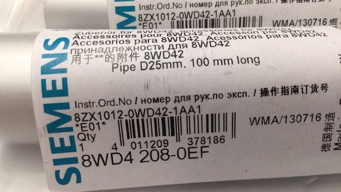 Siemens 8WD4 208-0EF Extension Tube 25mm ID 100mm Length 8WD42080EF (Pack Of 3)