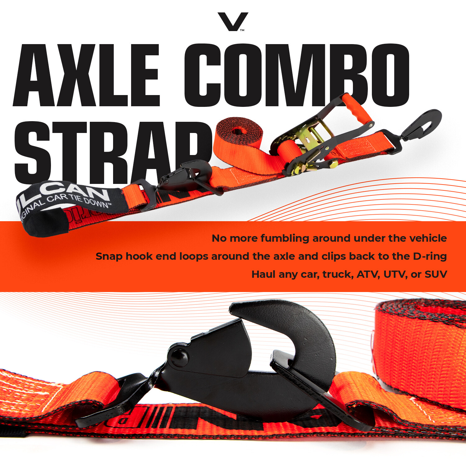 VULCAN PROSeries Orange Axle & Ratchet Strap Tie Down Kit