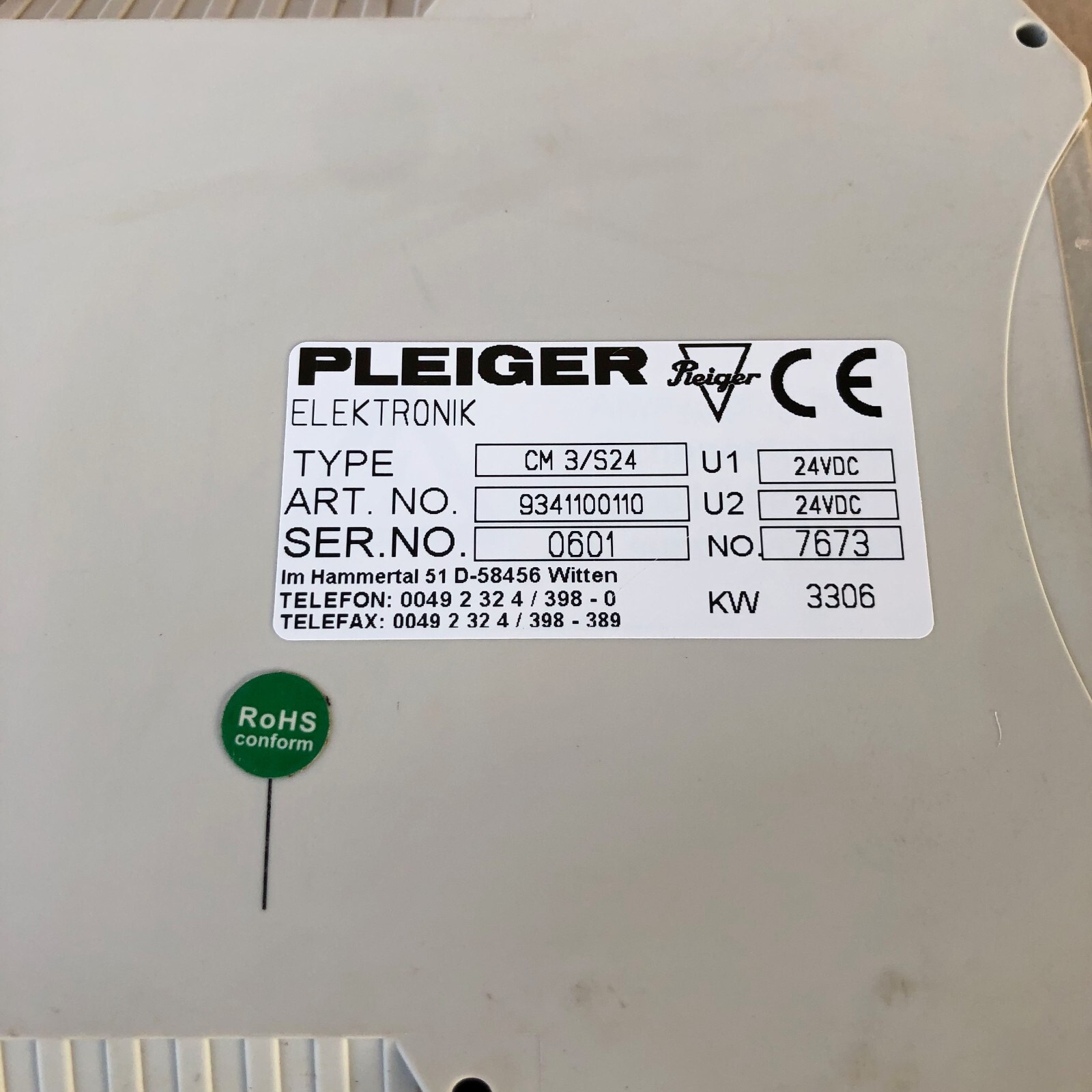 Pleiger CM3/S24 Control Module 9341100110