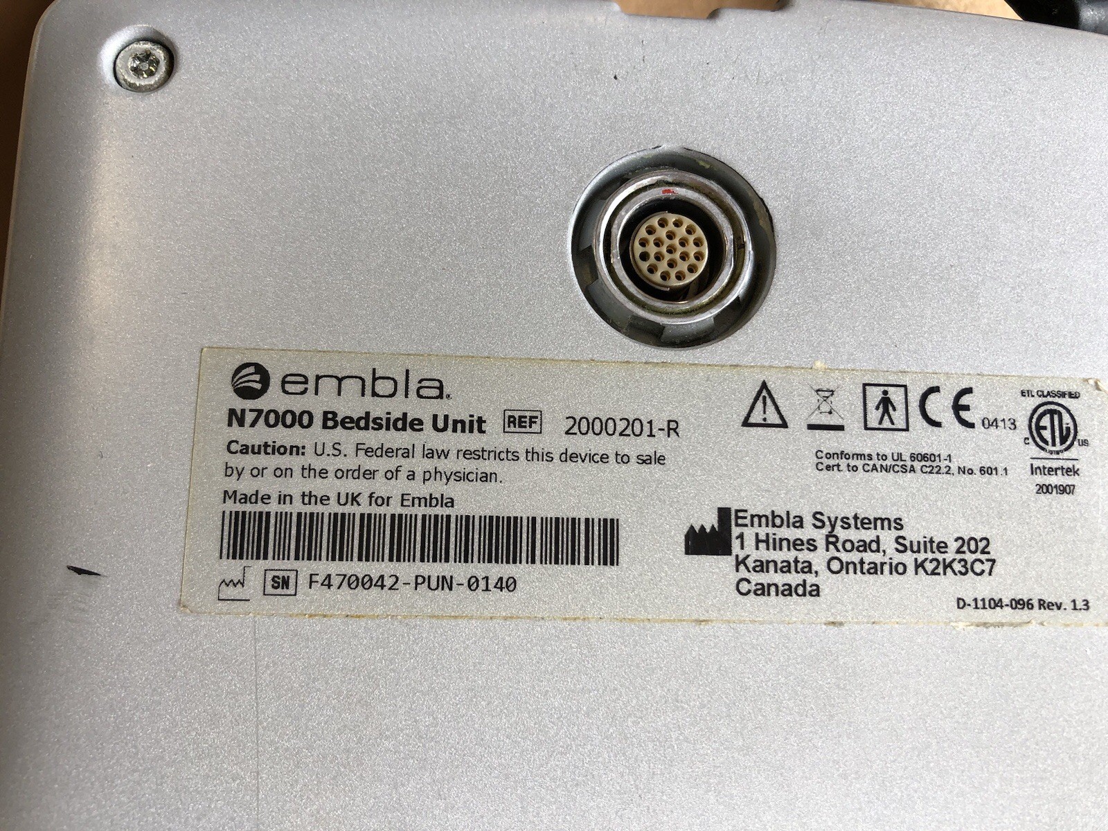 Embla Natus N7000 MDrive Consoles, Patient Units, Cradles, Cables – Used – 1 LOT