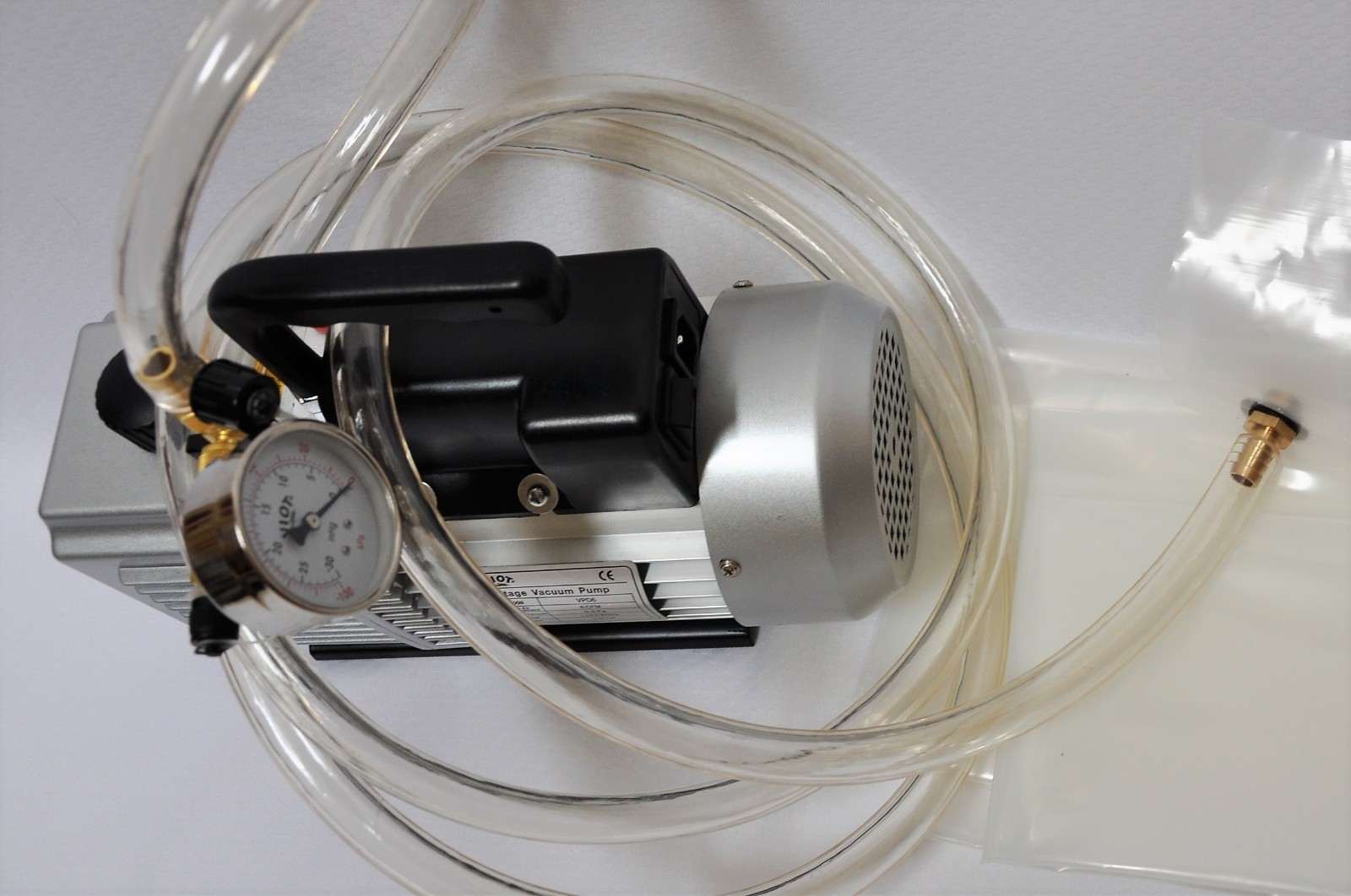 Vacuum Pump +Bagging Hardware Starter Kit:6CFM Poly Bag Gauge Hose chuck ADAPTER