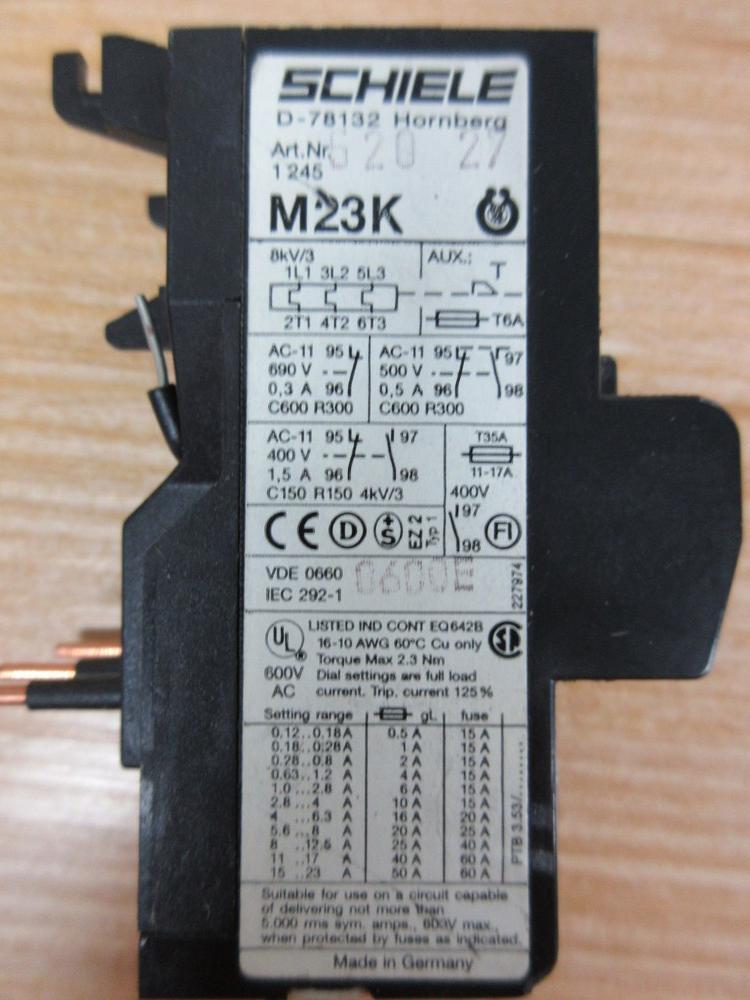 Schiele 1.245.520.27 Thermal Overload Relay M23K