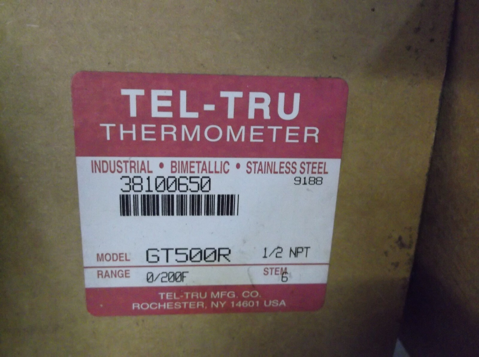 TEL-TRU GT500R THERMOMETER 0/200F 6″ STEM 38100650 STAINLESS STEEL
