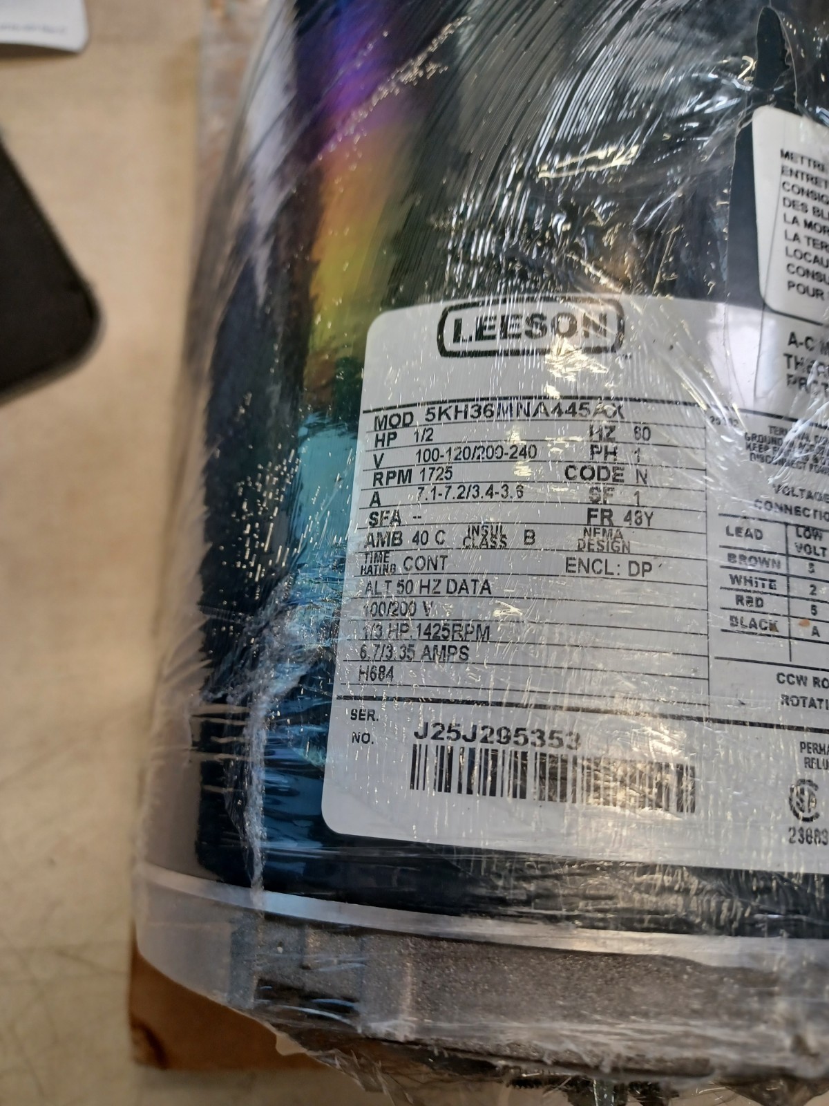 Leeson 5KH36MNA445AX Pump Motor 1/2hp for Vane Pump