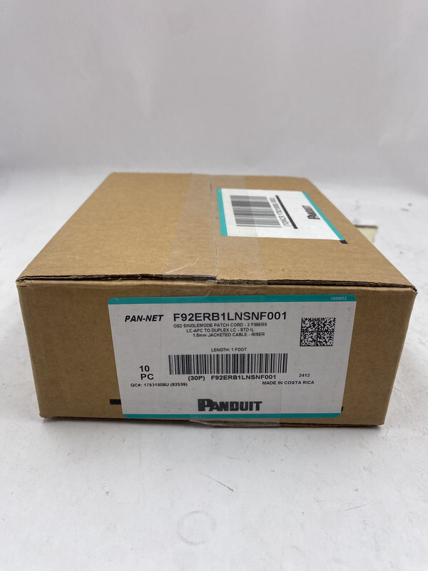 QTY 10 PANDUIT PANNET F92ERANLNSNF035 SINGLEMODE PATCH 2 FIBERS SC-APC 1.6MM 1FT