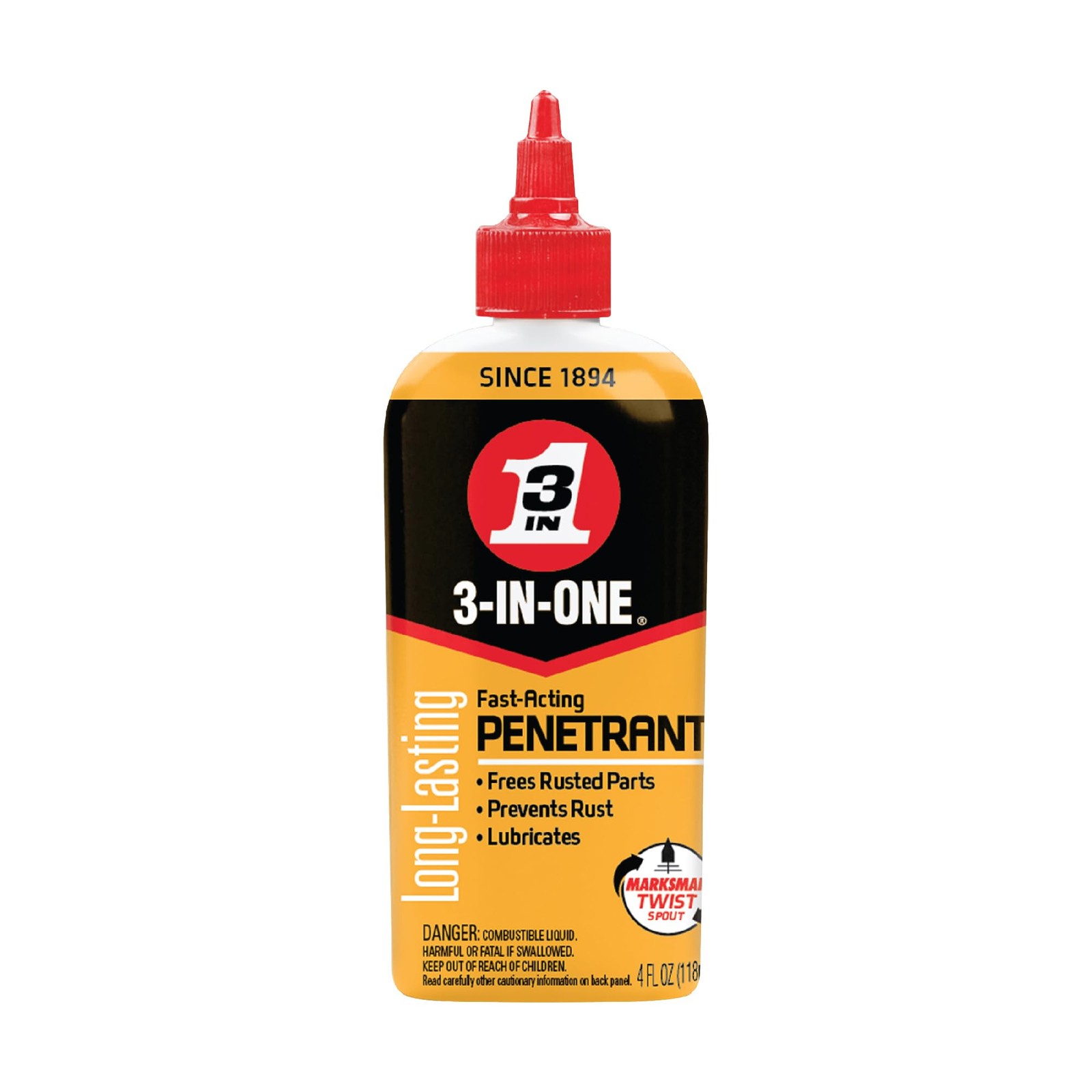 3 IN ONE Fast Acting Penetrant Oil 50 State VOC Compliant 4 oz Squeeze Bottle