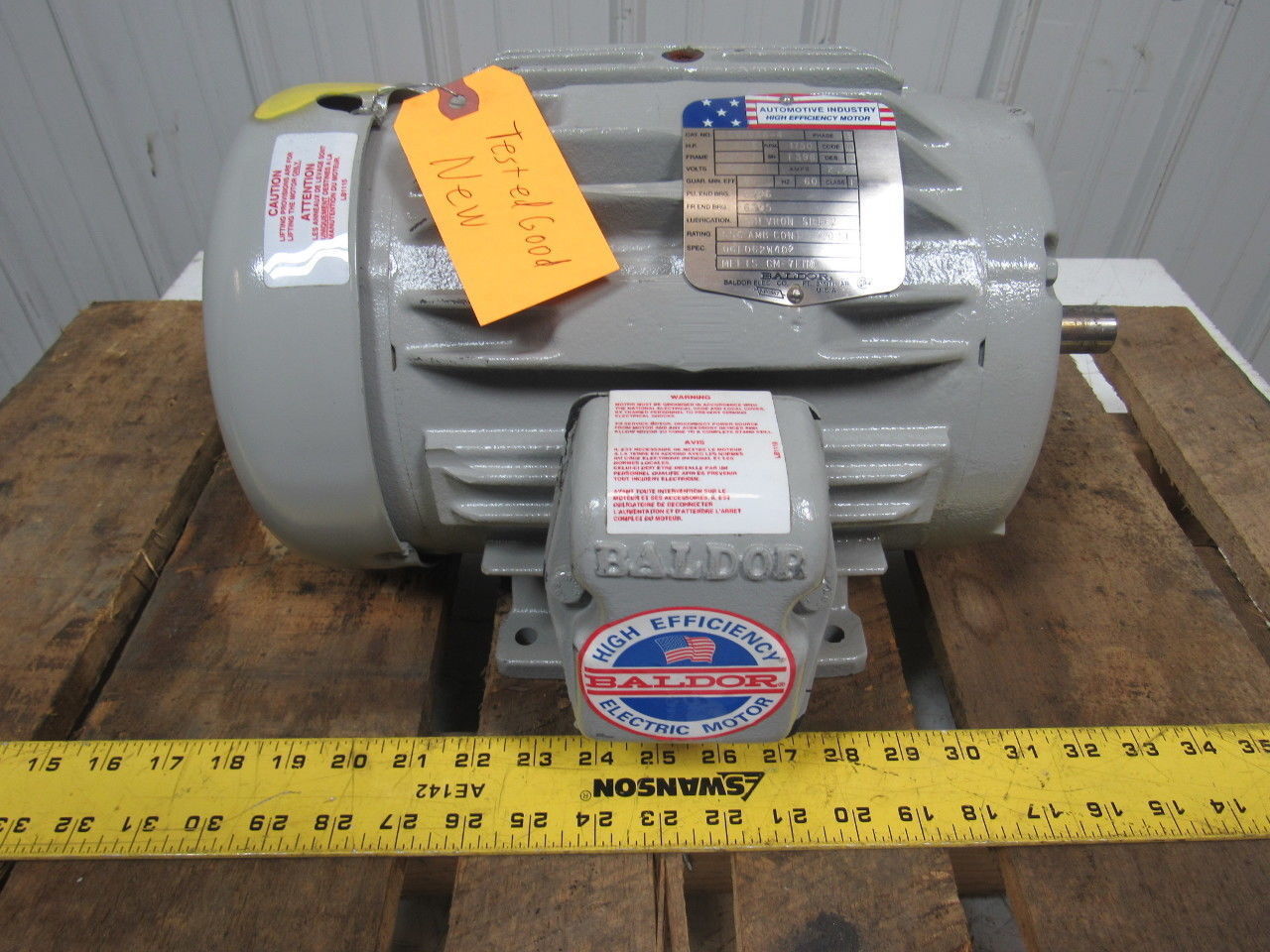 BALDOR AEM3686-4 1-1/2 HP TE 460V 3PH 1750RPM Frm184 AC Motor 7/8″ Shaft NOS