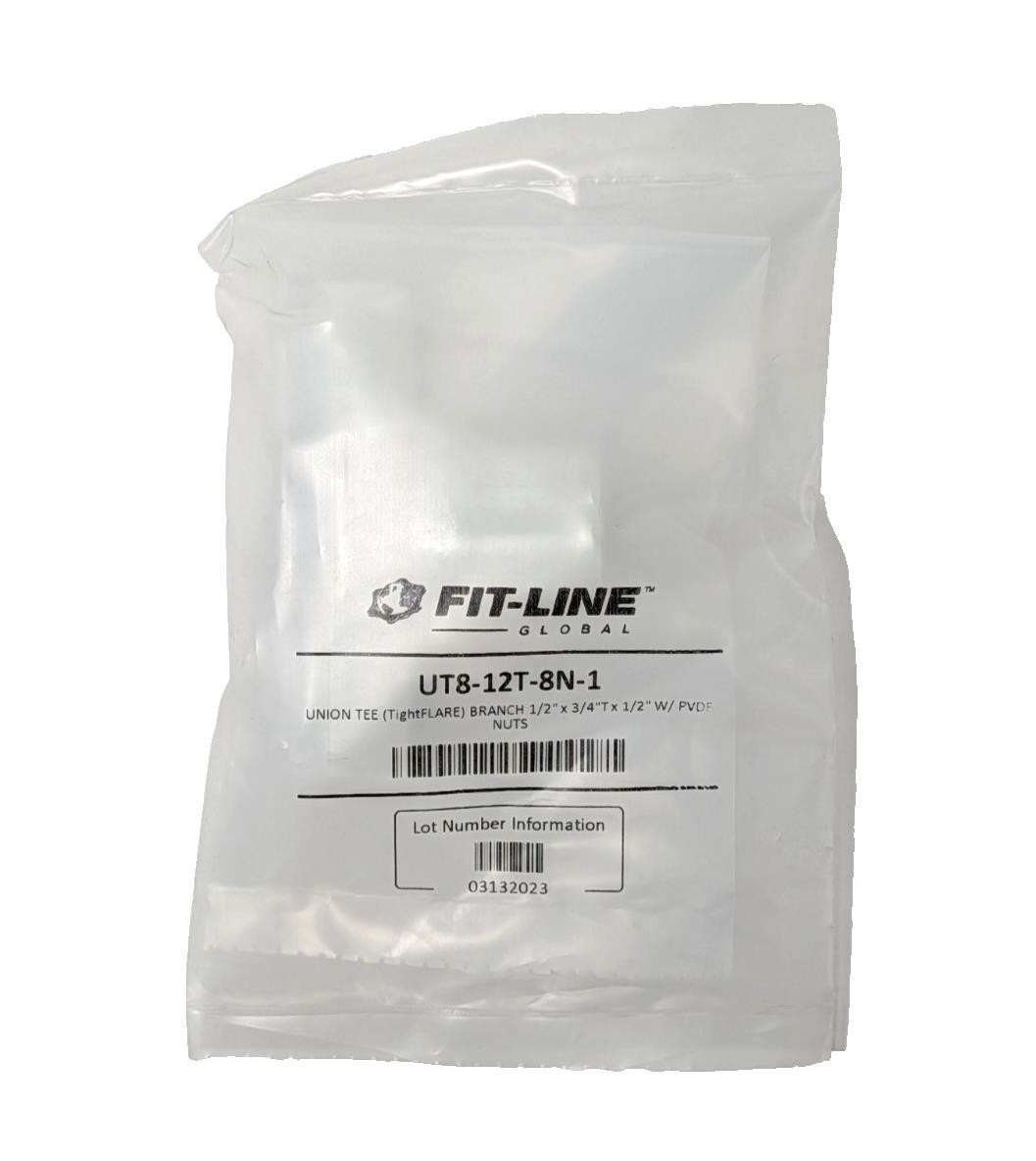 FIT-LINE UT8-12T-8N-1 Union Tee (TightFLARE) Branch 1/2″ x3/4″T x1/2″, Qty. 1