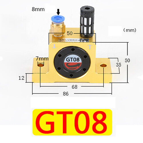 GT8 1/8” Pneumatic Turbine Vibrators Silent Golden Industrial Vibrator GT-8 US