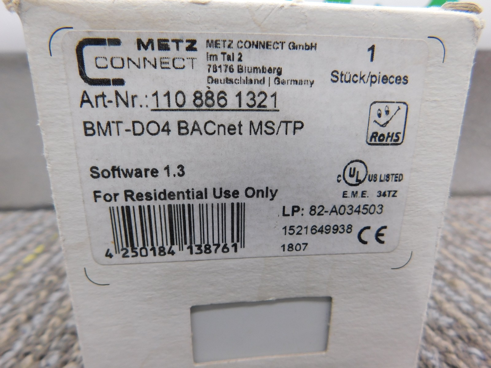 NEW Metz Connect BMT-F-DO4 BACnet MS/TP Module 110-886-1321