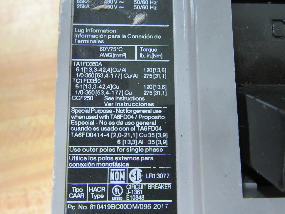 Siemens HFXD63B150 150A Circuit Breaker HFXD63B150L