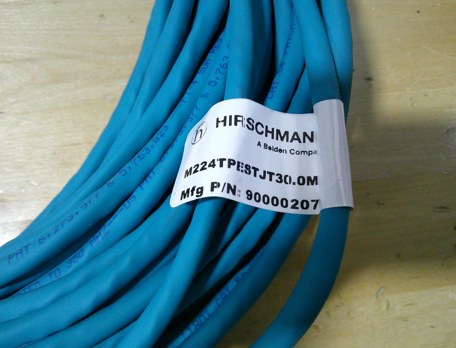 NIB Hirschmann 900002077 M12-RJ45 TPE Teal Industrial Patch Cord M224TPE 30M