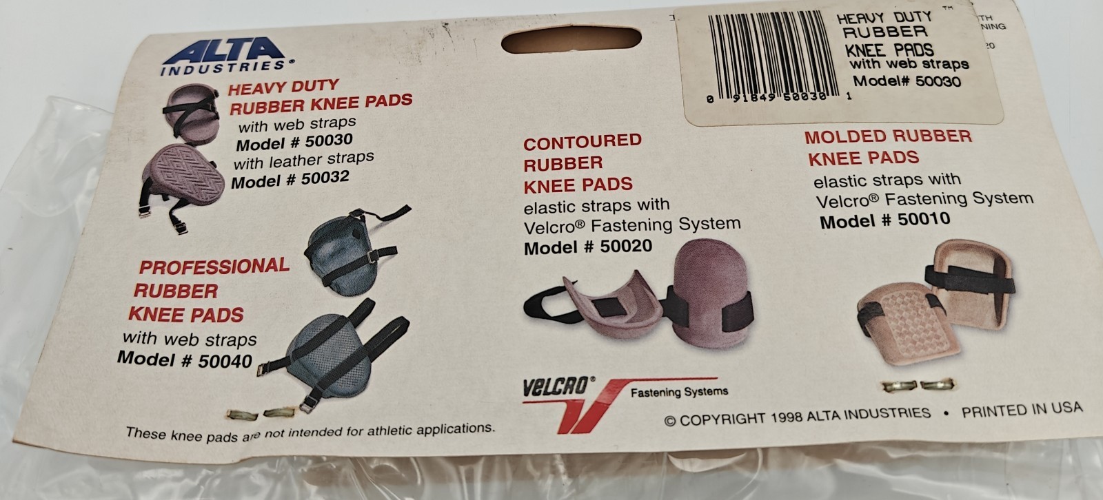 Brand New Old Stock Alta Industries Rubber Flat Knee Pads W/ Buckles Made in USA