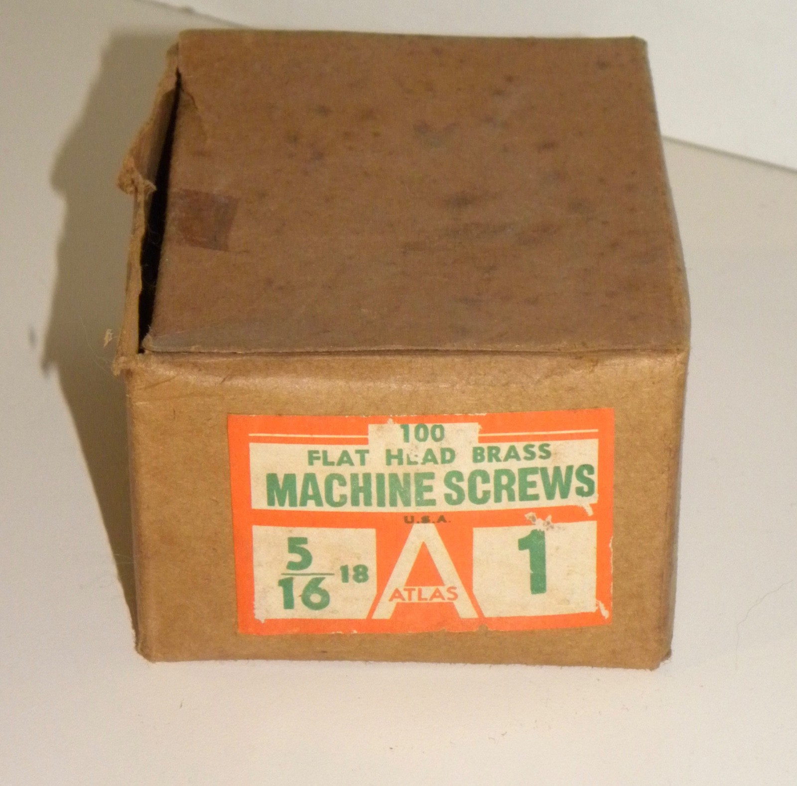 ATLAS 5/16″-18 x 1″ Slotted Drive Flat Head Brass Machine Screws ~ Box 100 +/-