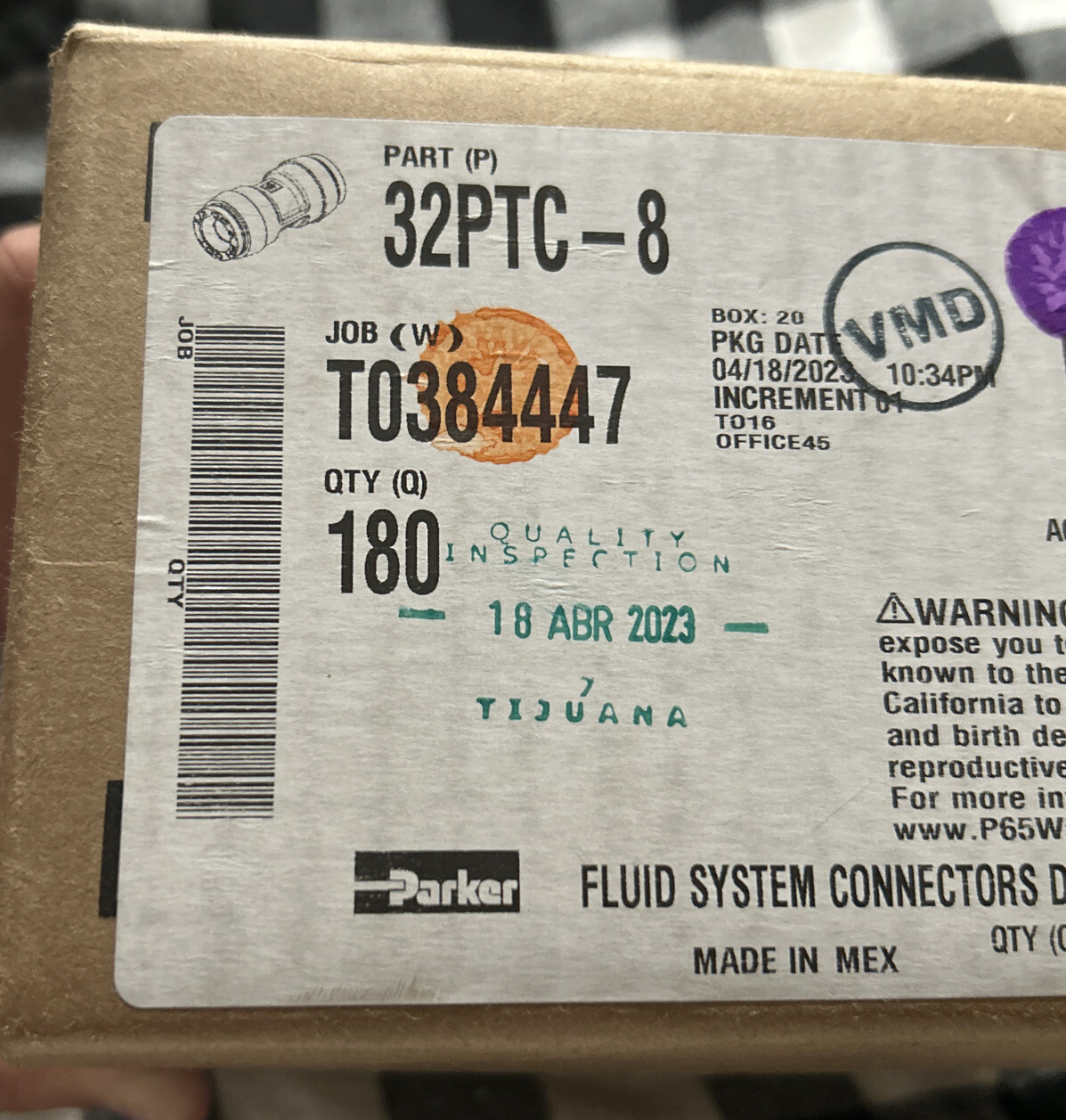 Parker ~ 32PTC-8 ~ Straight Union ~ 1/2 in ~ Pack of 10 ~ push to connect ~ New