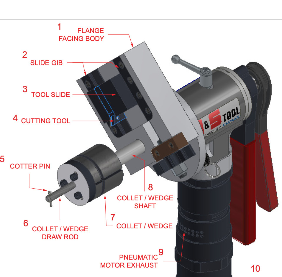 Collett / Wedge 2-3/8″ ID mount for Pneumatic Beveler or flange facer H&S Tool